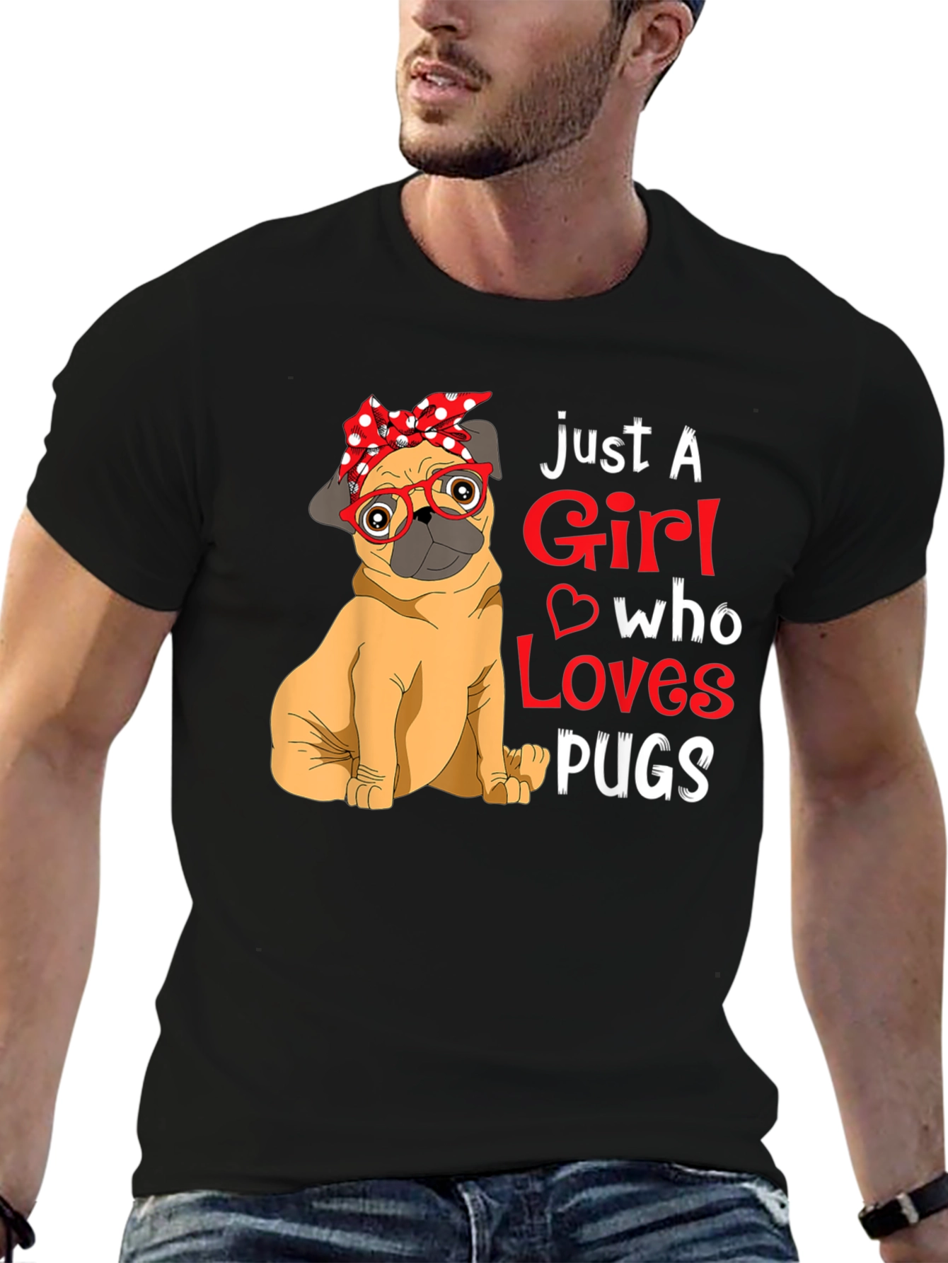 Just A Girl Who Loves Pugs Graphic T-Shirt