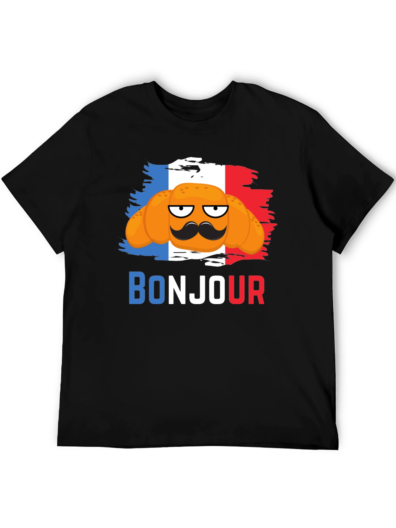 Bonjour Croissant T-Shirt - French Flag
