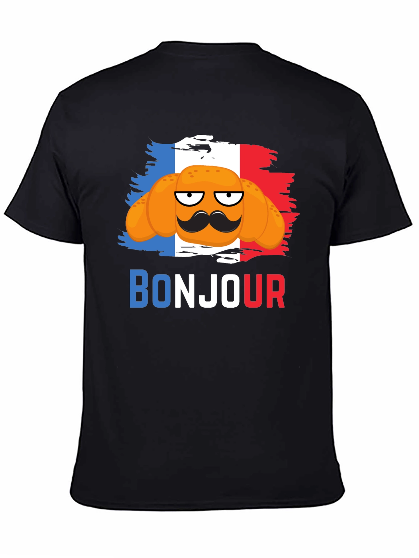 Bonjour Croissant T-Shirt - French Flag