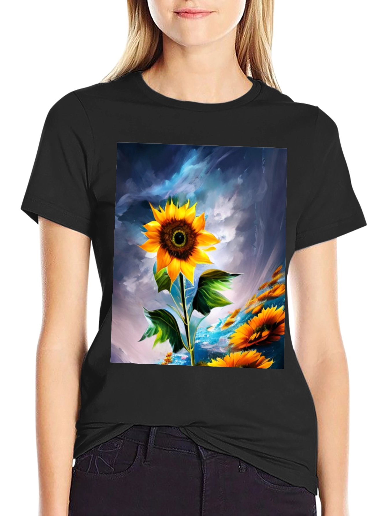 Sunflower Graphic T-Shirt - Artistic Design