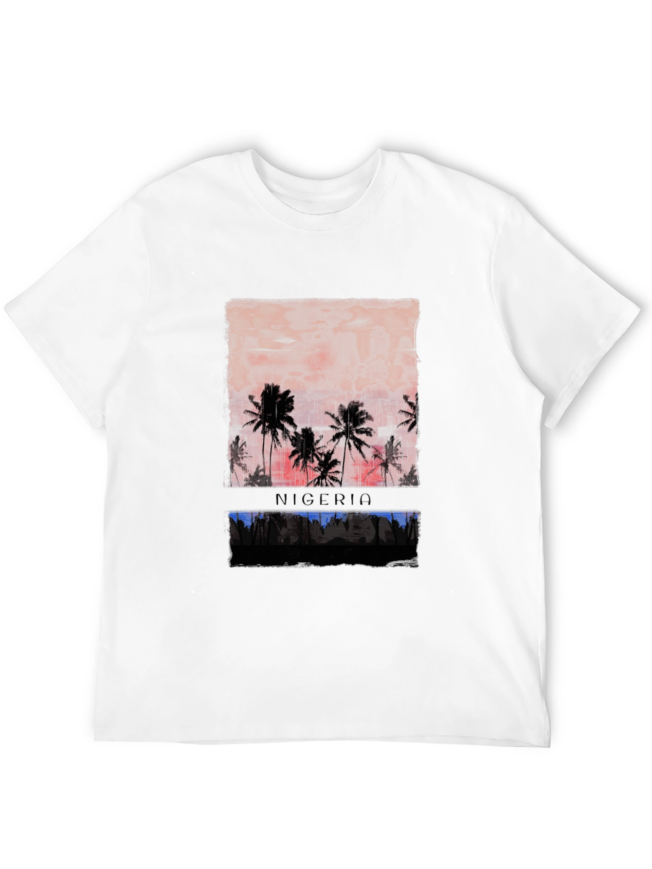 Nigeria Sunset Graphic Tee - Black Cotton T-Shirt