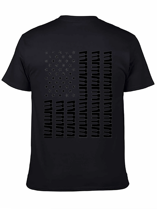 Piano Keys USA Flag Graphic Tee - Black