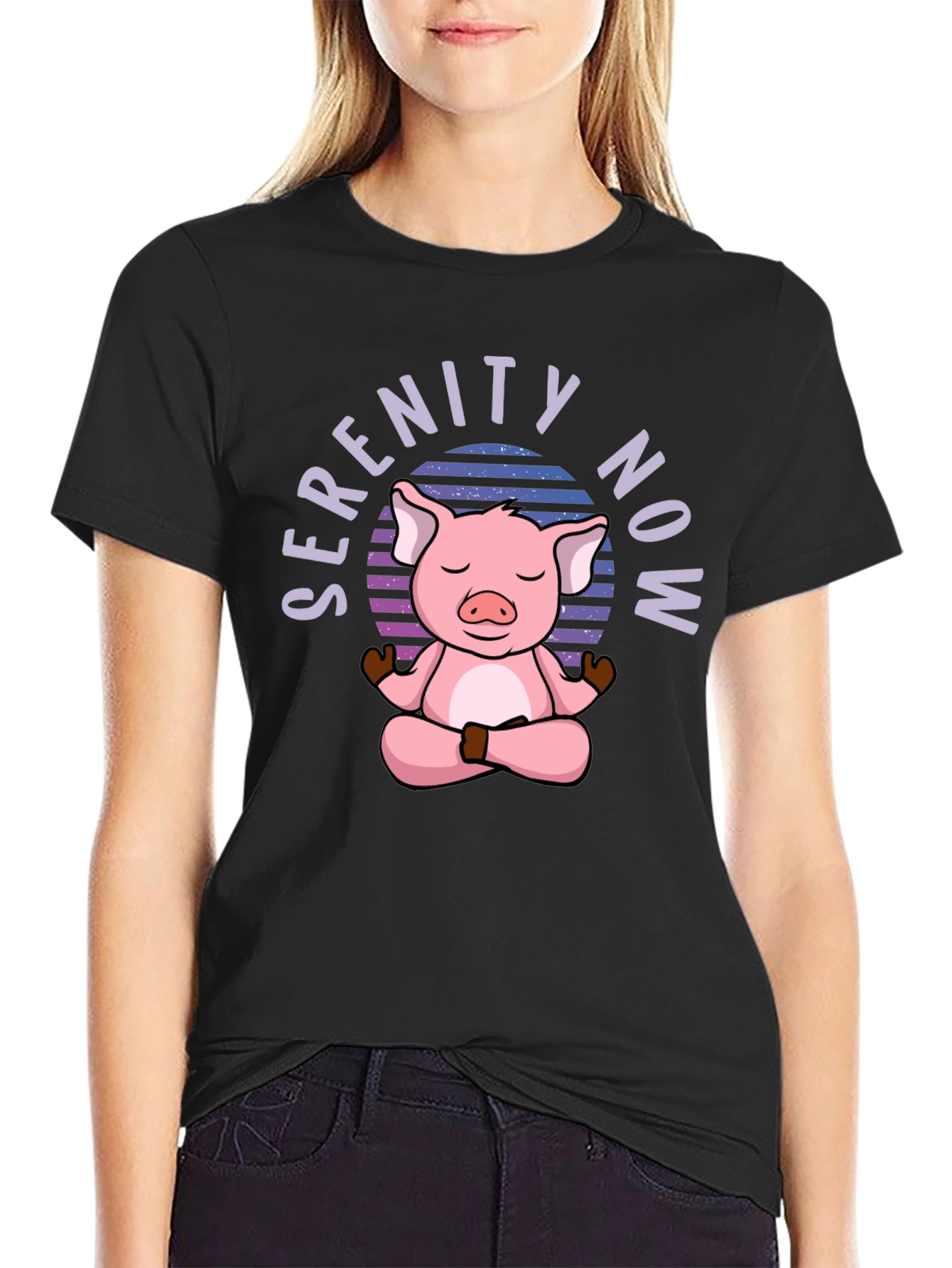 Serenity Now Pig Mens Black T-Shirt