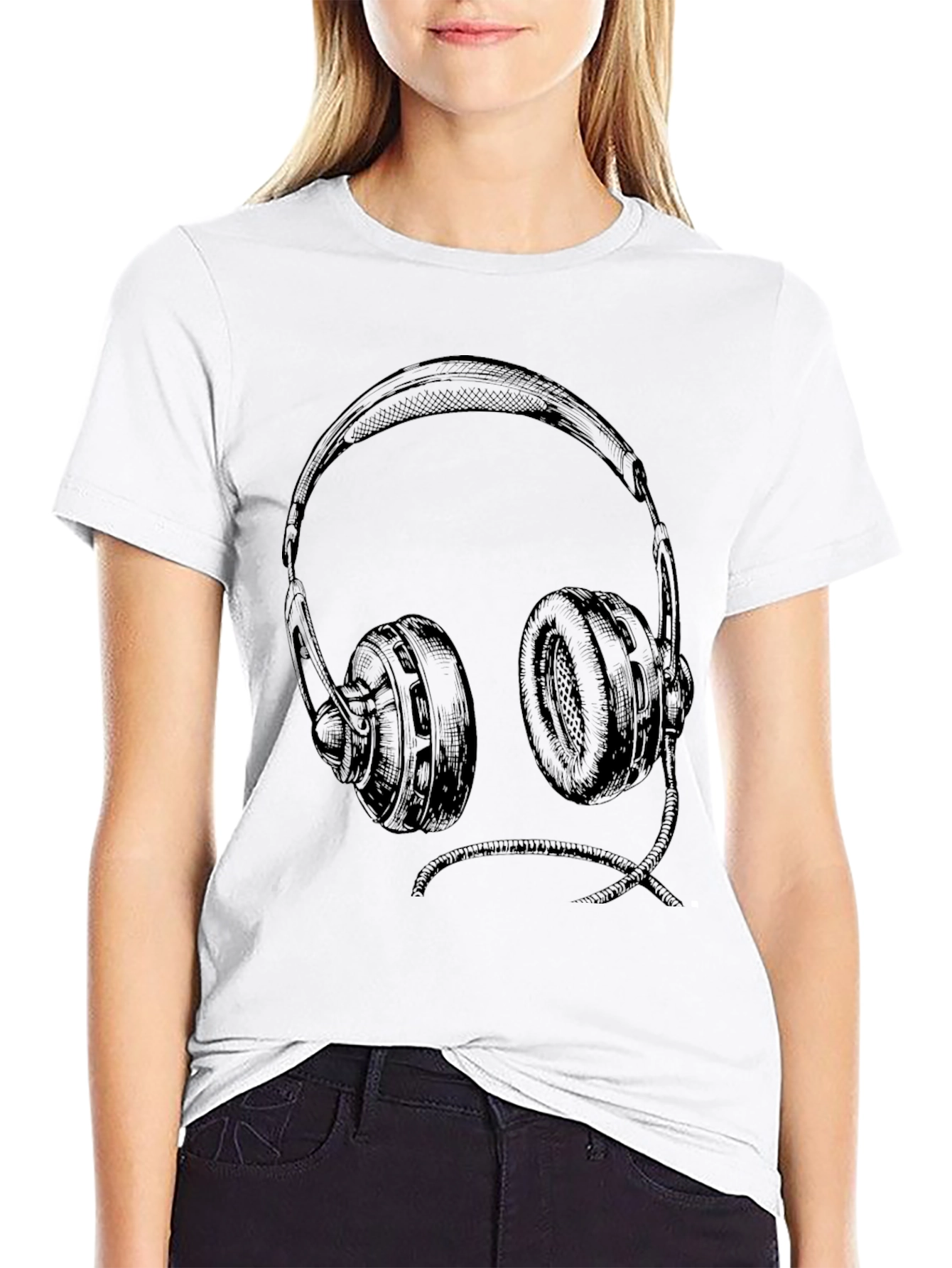 Headphone Graphic Tee - Music Lovers Black T-Shirt