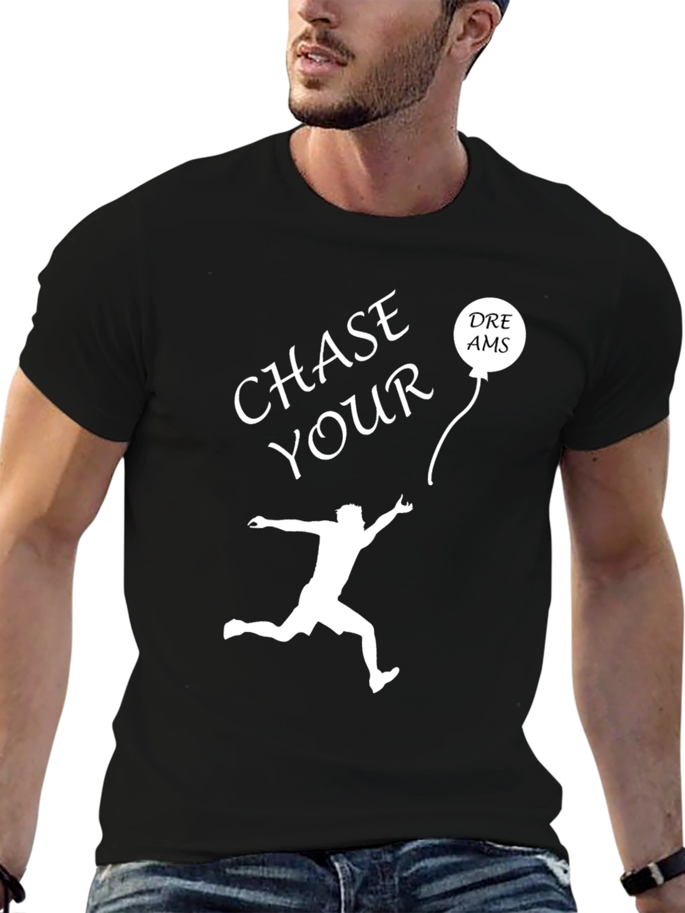 Chase Your Dreams Graphic Tee - Motivational Black T-Shirt