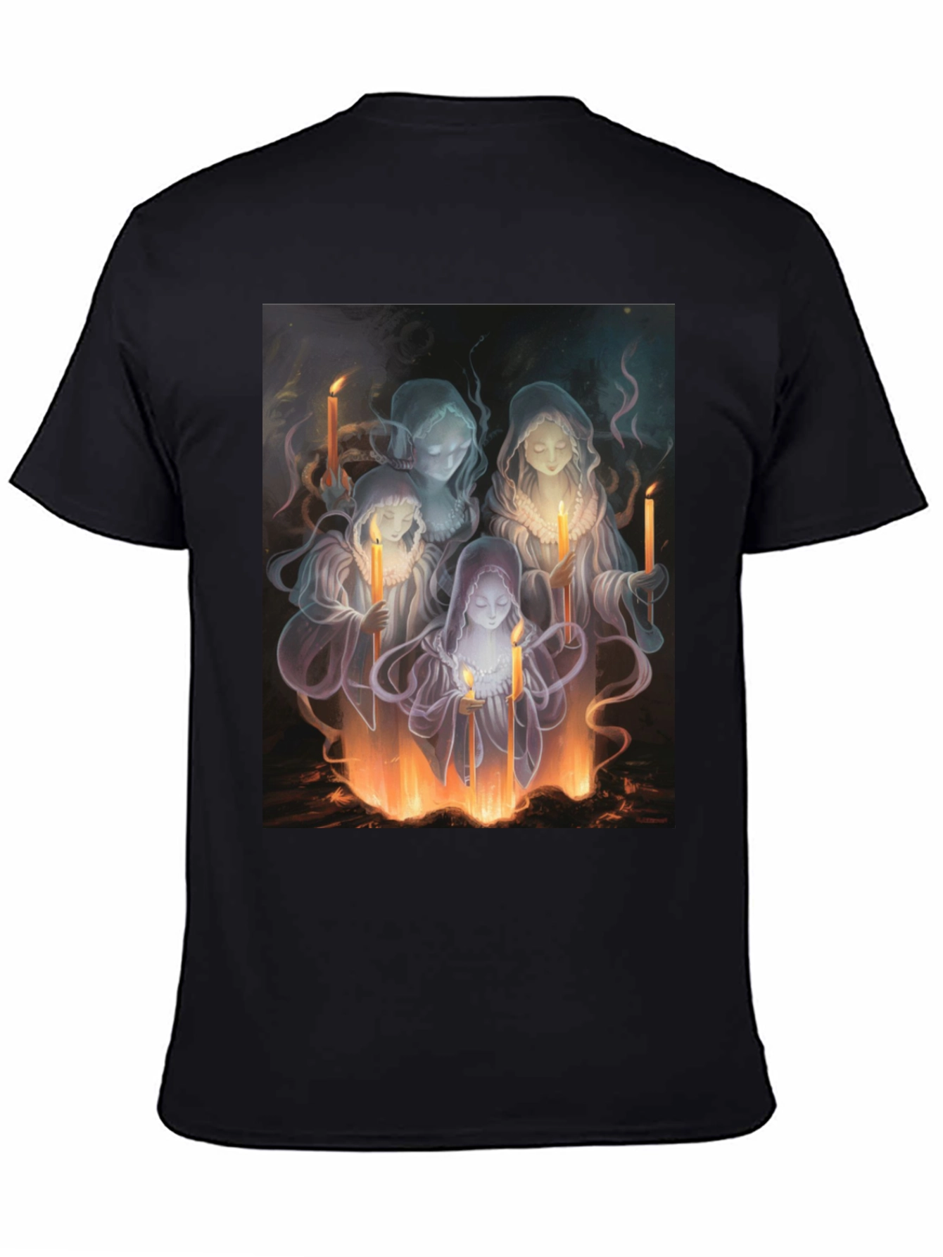 Ethereal Candle Maiden Black T-Shirt