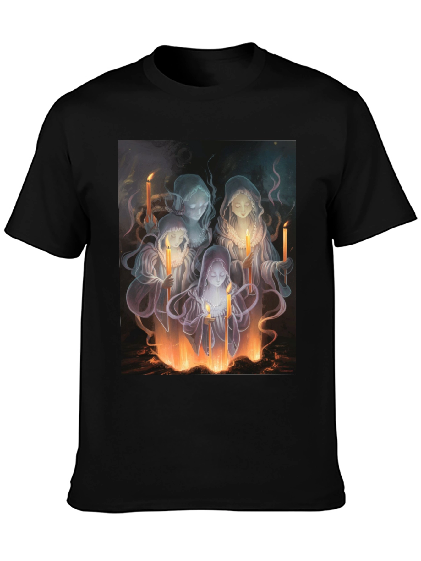 Ethereal Candle Maiden Black T-Shirt