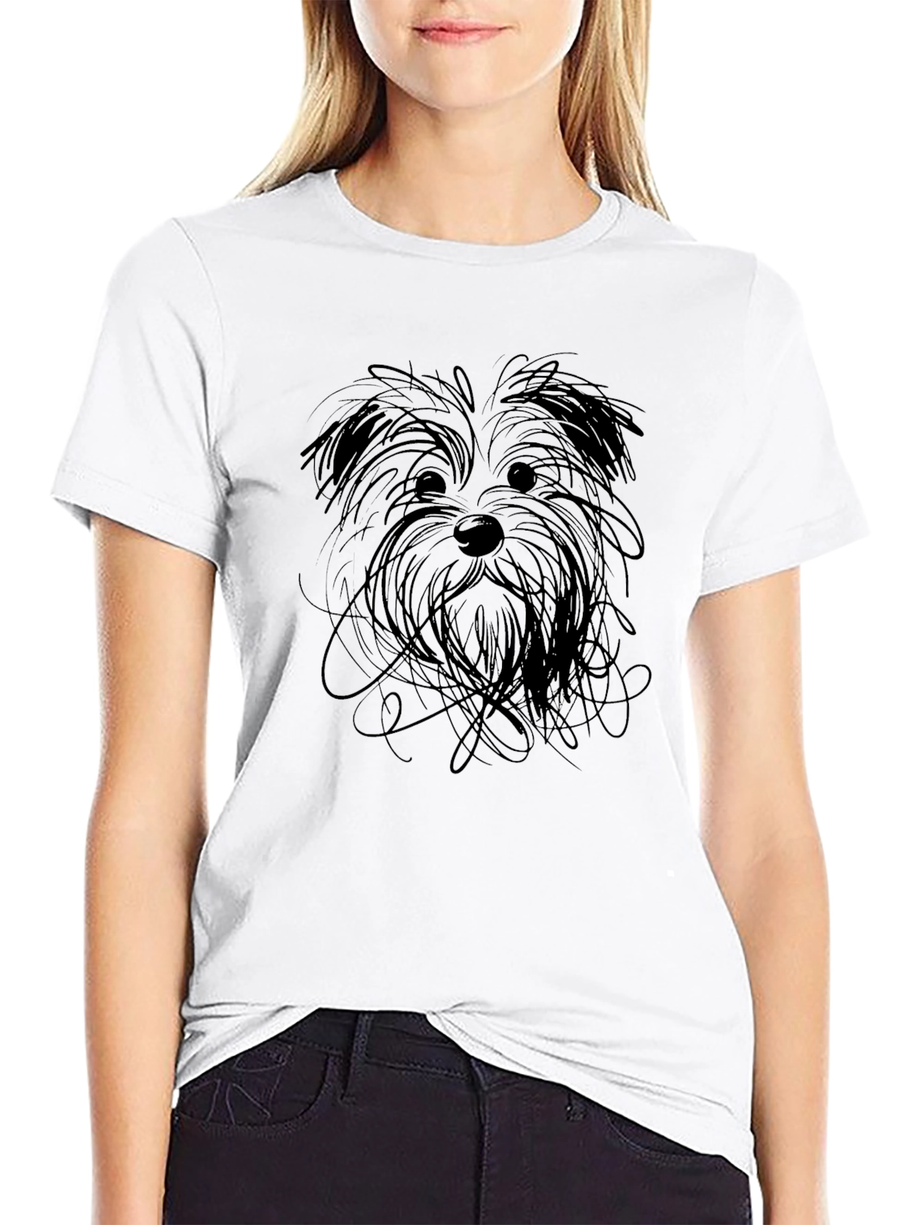 Dog Sketch Black T-Shirt