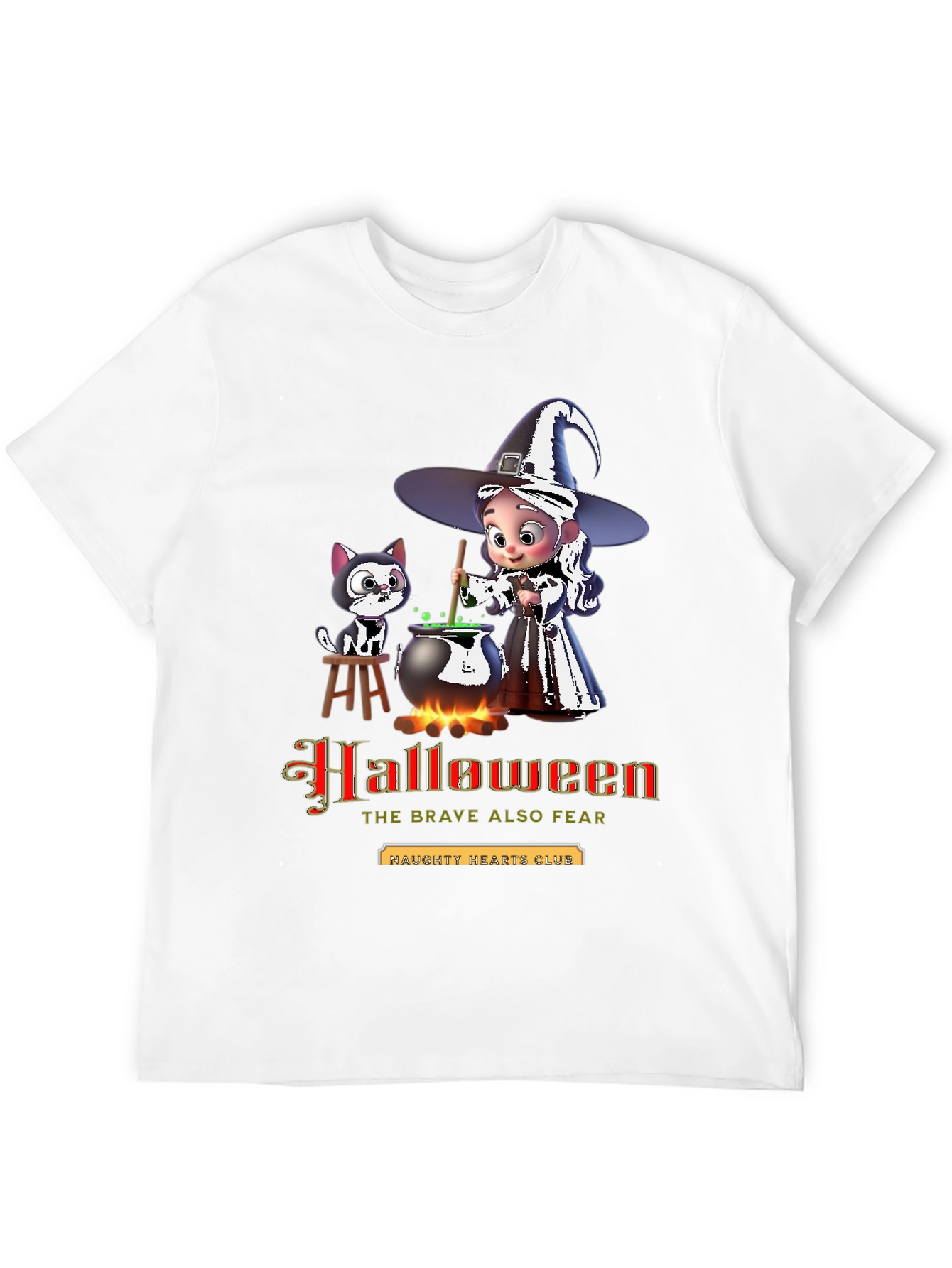 Halloween Witch & Cat Graphic Tee