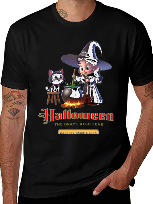 Halloween Witch & Cat Graphic Tee