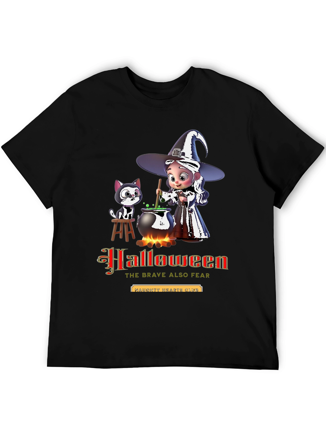 Halloween Witch & Cat Graphic Tee