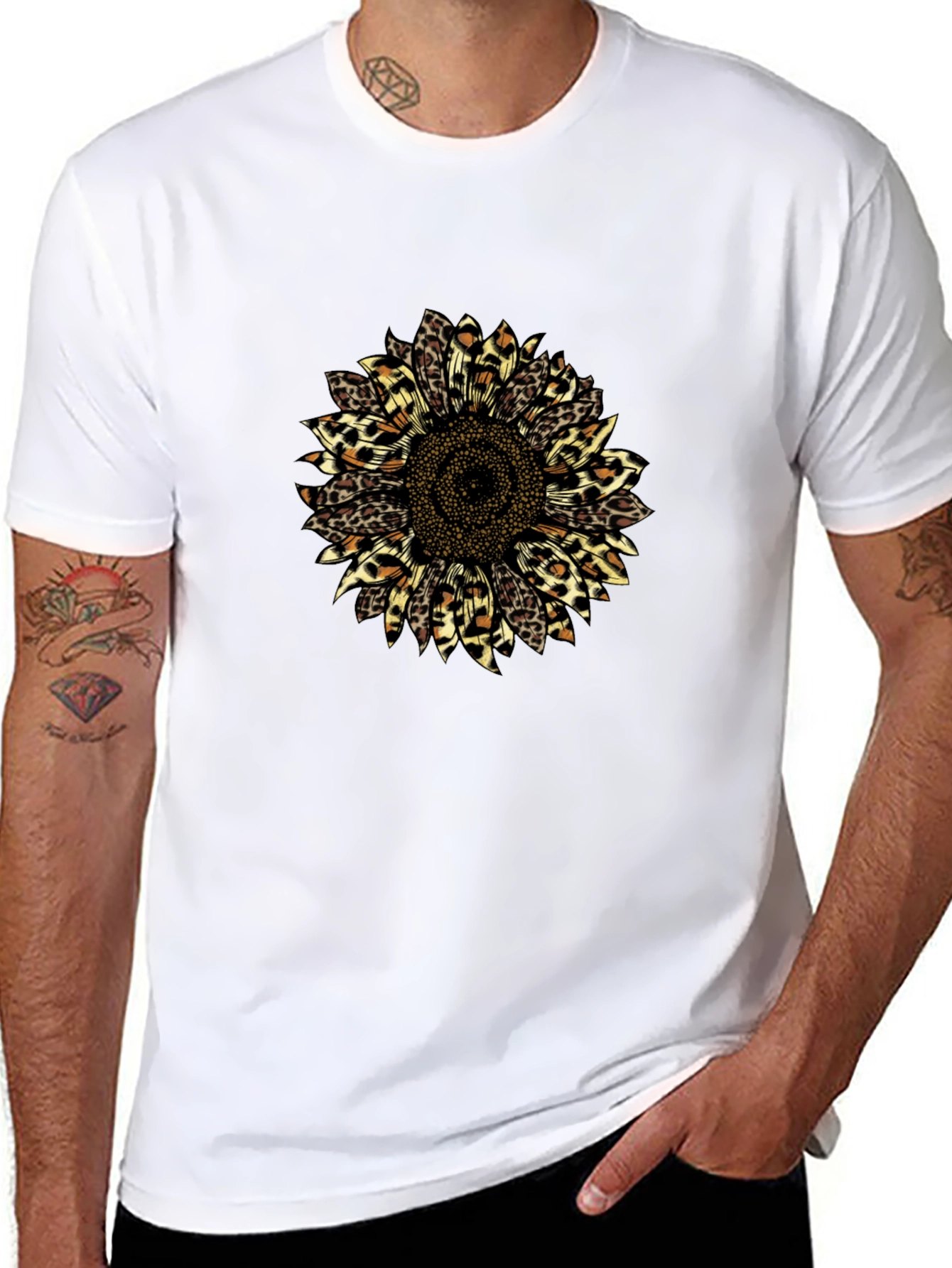 Leopard Sunflower Graphic T-Shirt