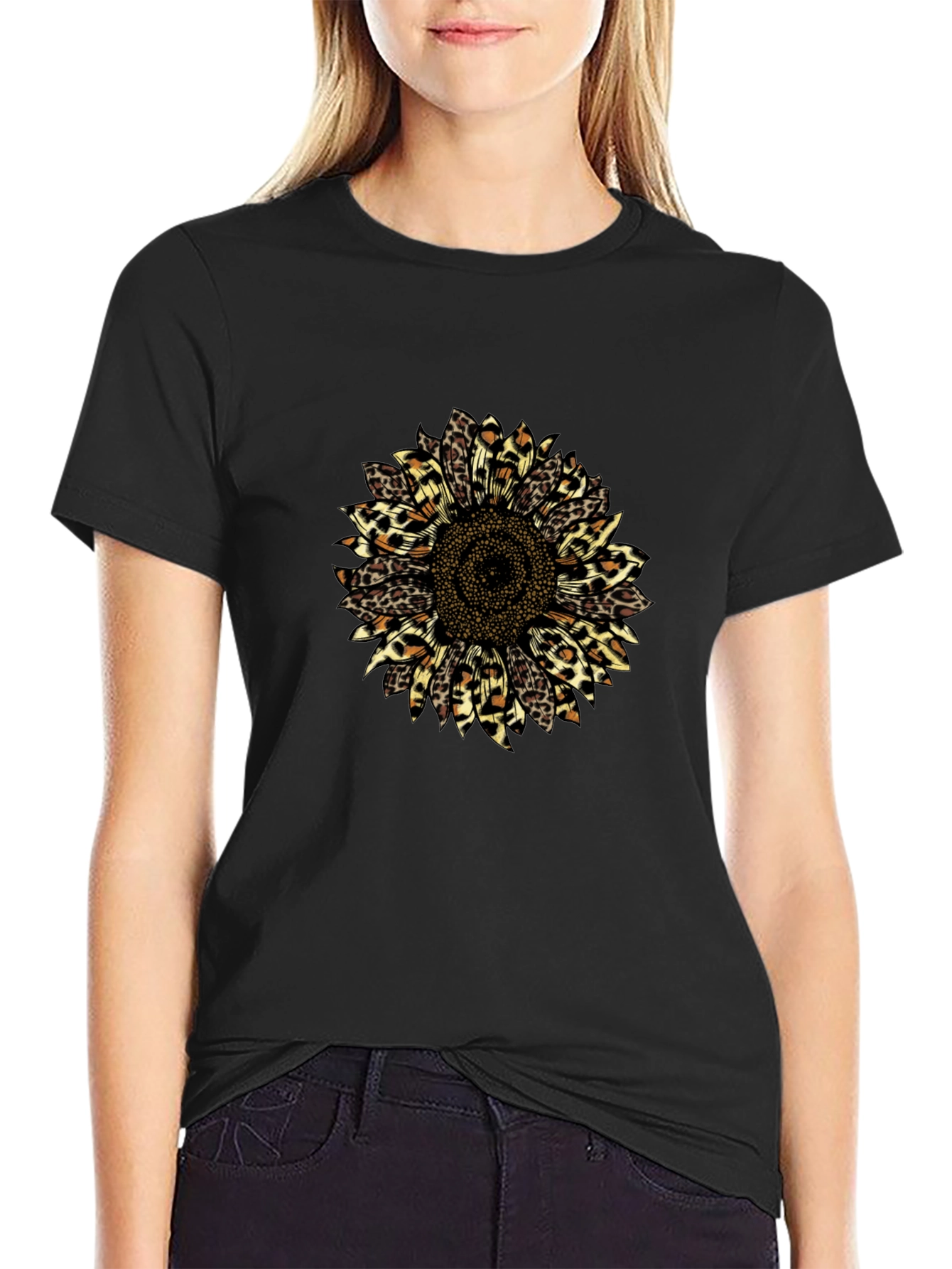 Leopard Sunflower Graphic T-Shirt