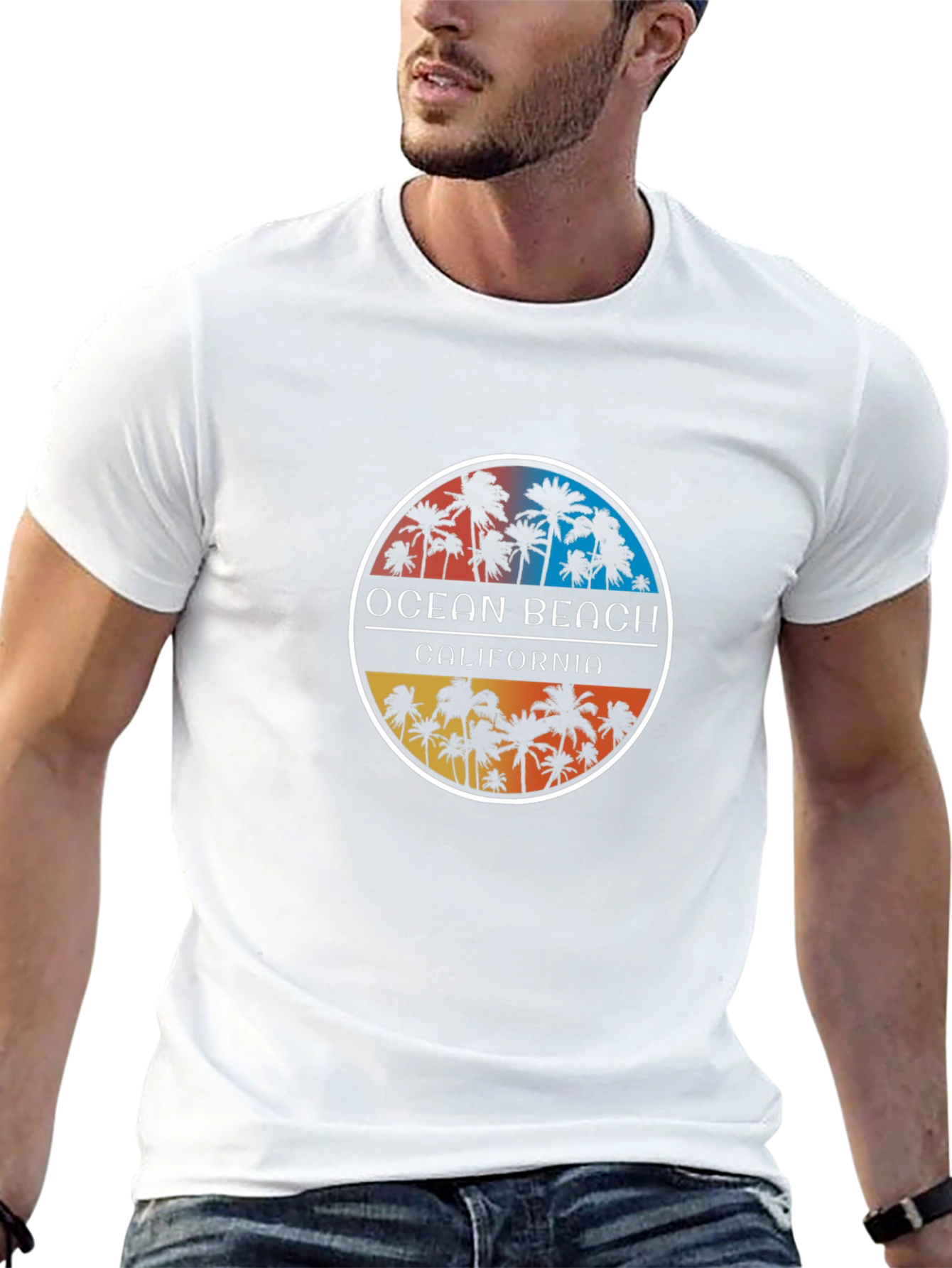 Ocean Beach California Palm Tee - Black