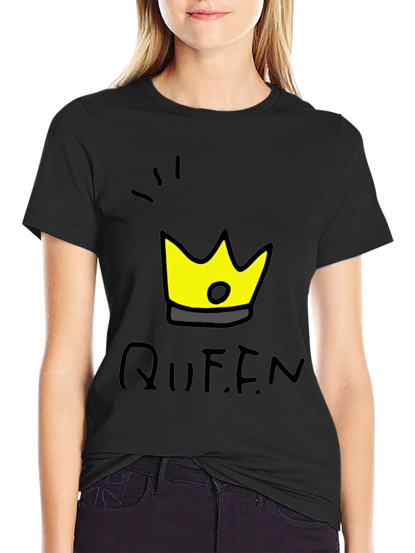Queen Crown Graphic T-Shirt - Trendy Black Tee