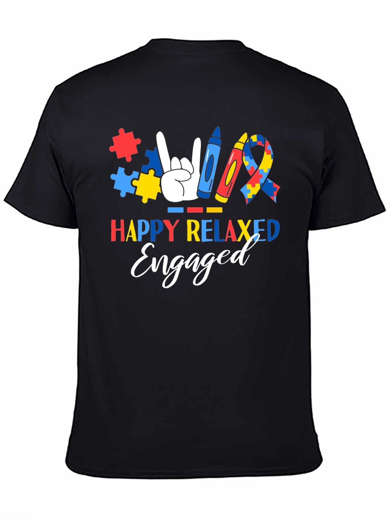 Autism Awareness T-Shirt: Happy Relaxed Engaged Tee