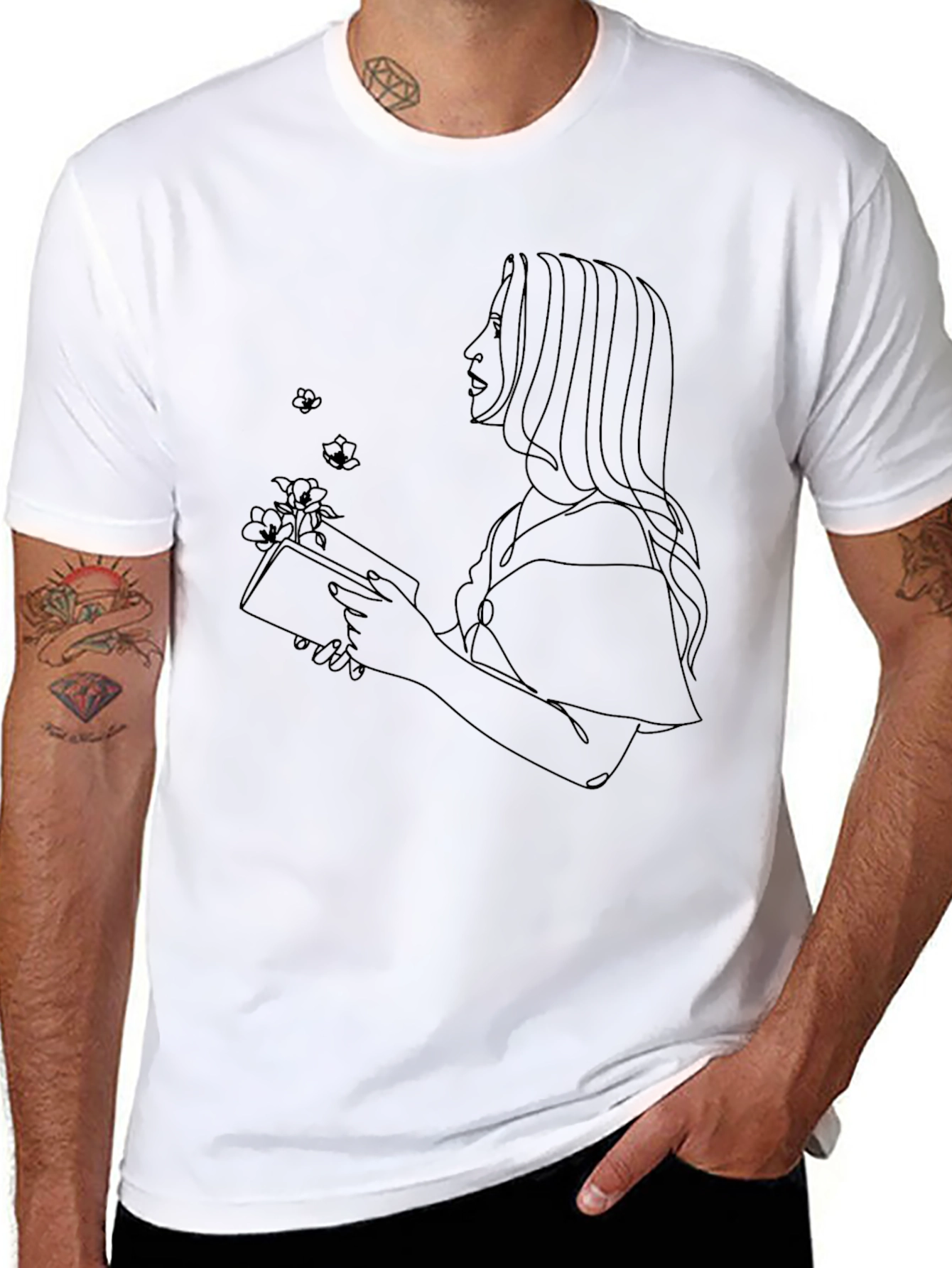 Abstract Reader Graphic Tee - Stylish Black Shirt