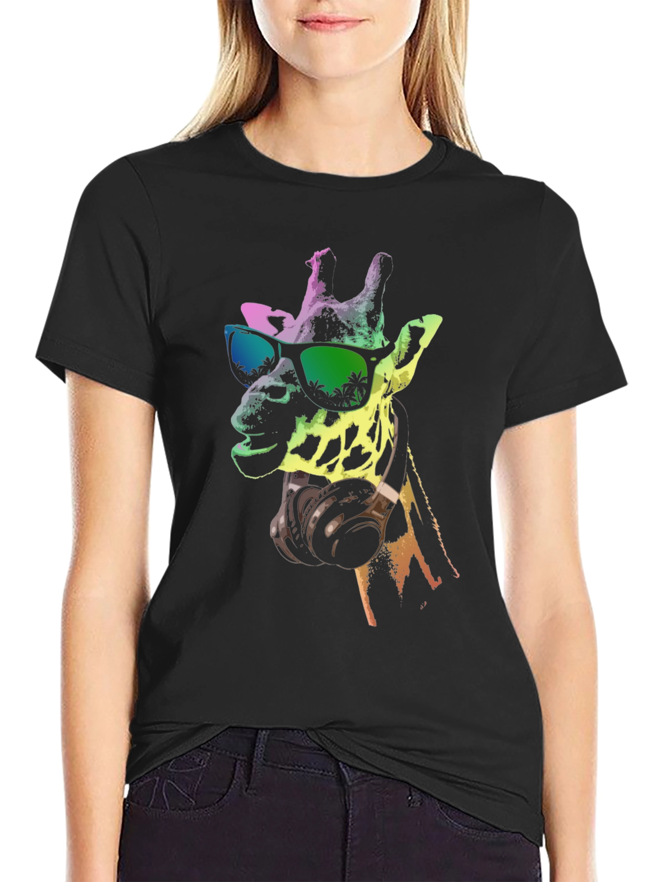 Cool Giraffe Graphic Tee - Music Lover Shirt