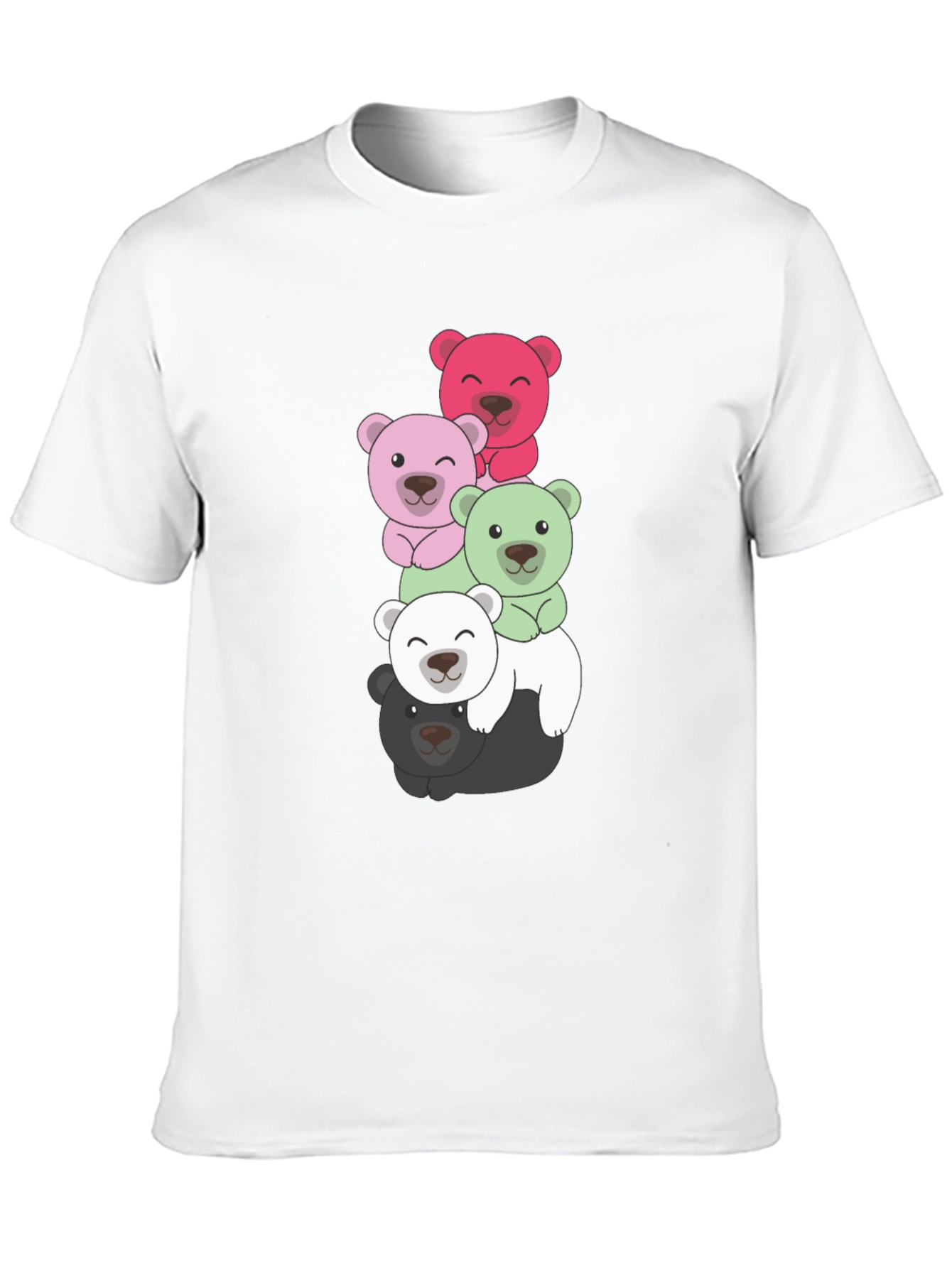 Stacked Bears Graphic Tee - Black Cotton T-Shirt