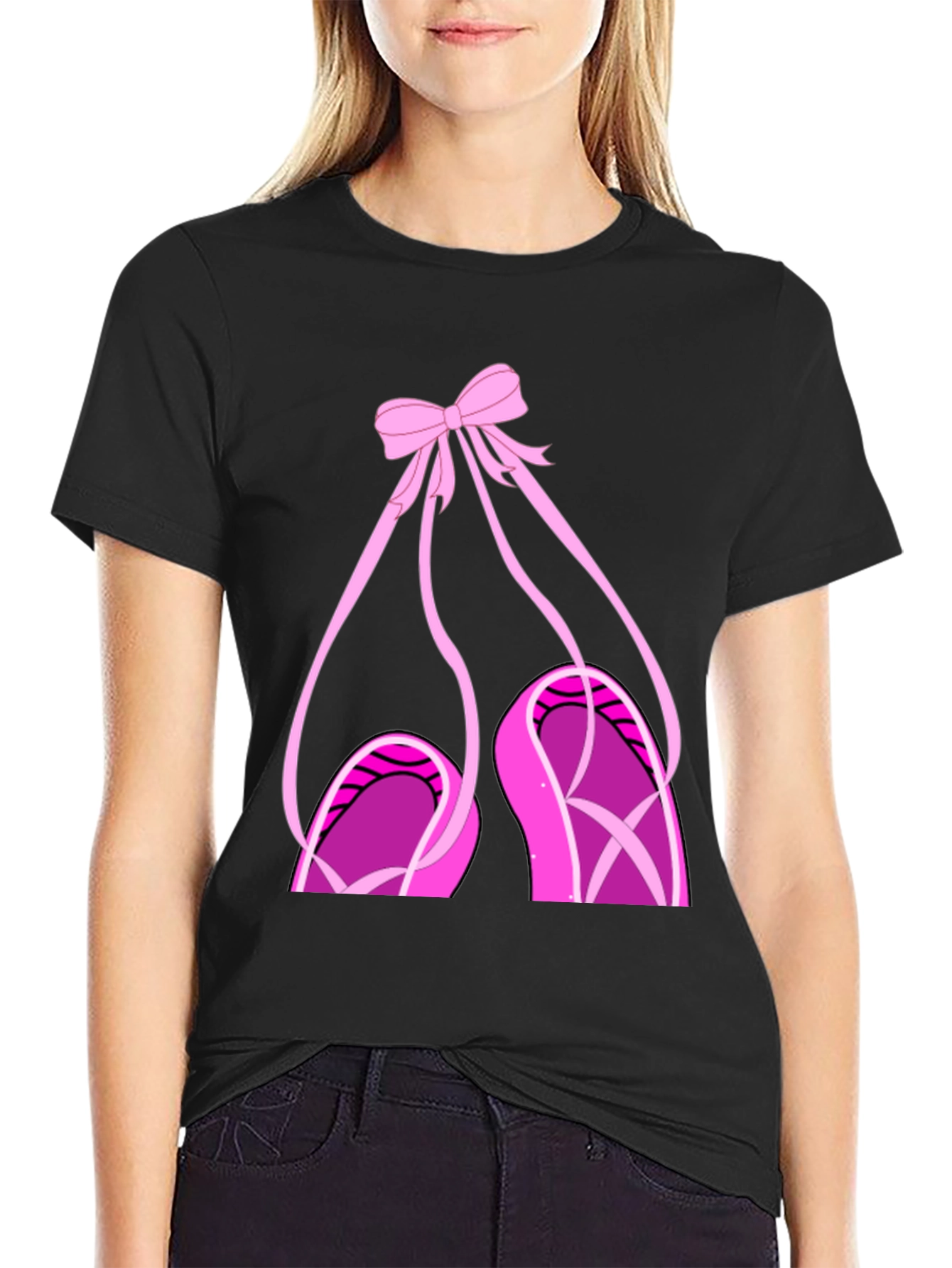 Ballet Shoes Graphic T-Shirt - Pink Bow and Slippers