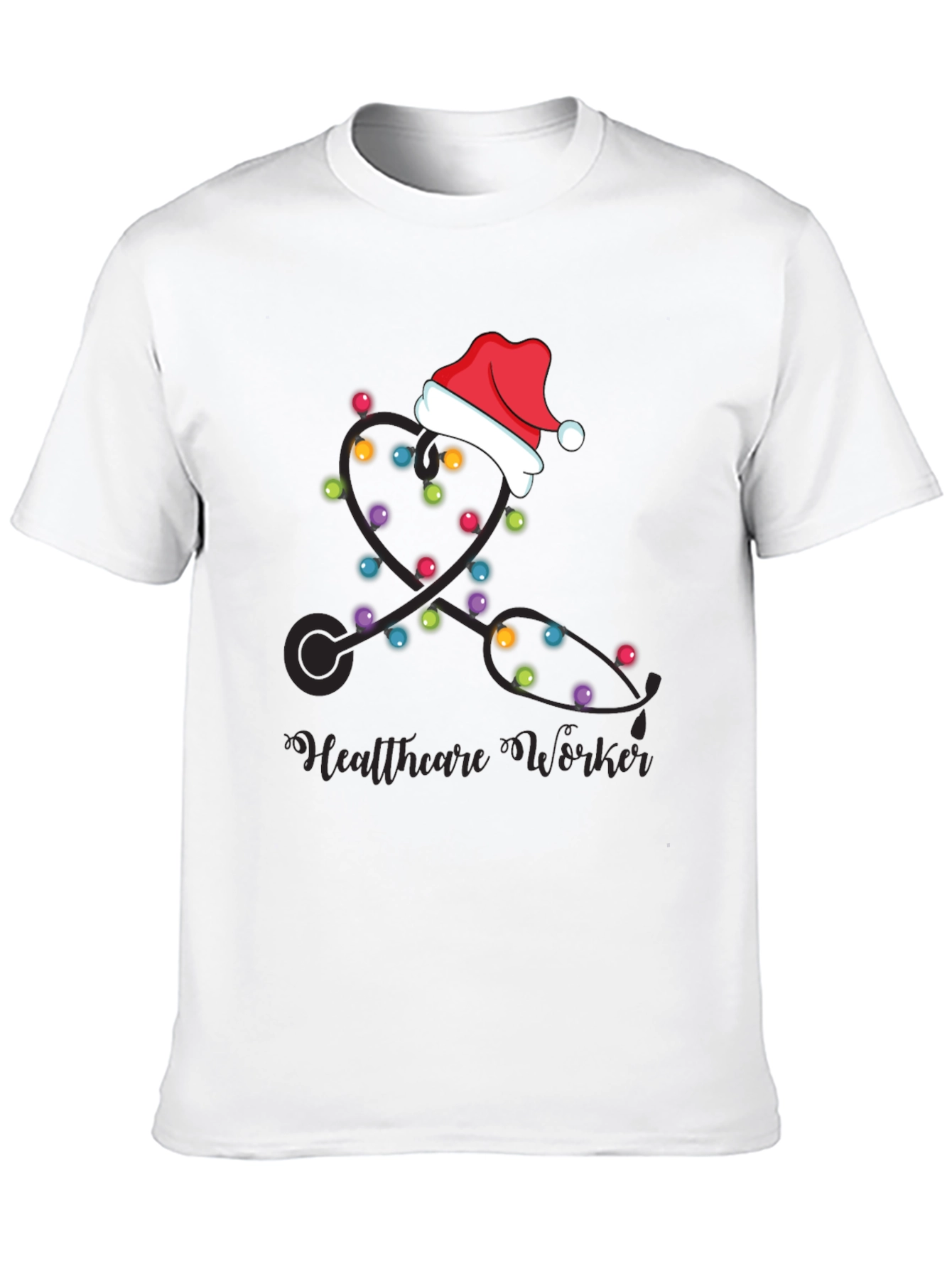 Healthcare Worker Christmas Lights Stethoscope T-Shirt