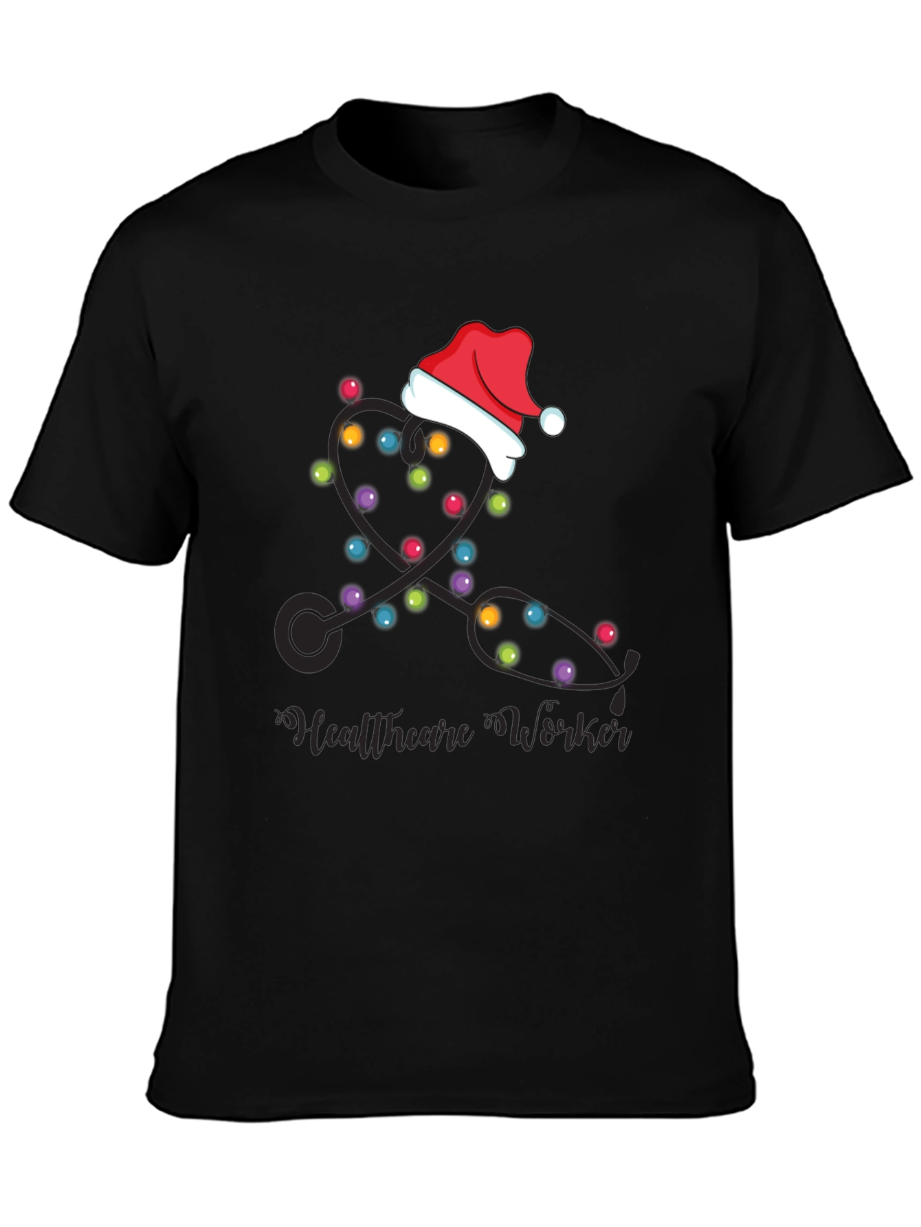 Healthcare Worker Christmas Lights Stethoscope T-Shirt