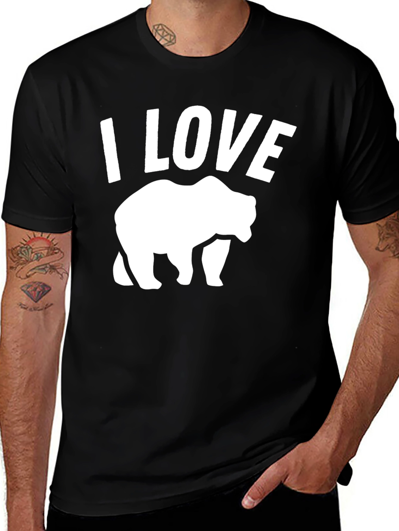 I Love Bears Black Graphic T-Shirt