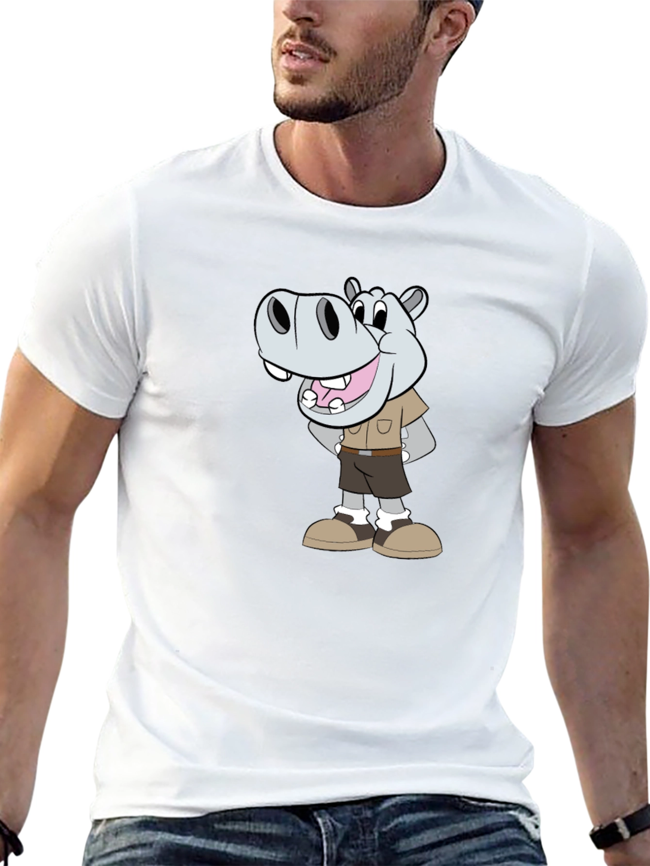 Hippo Cartoon Graphic Tee