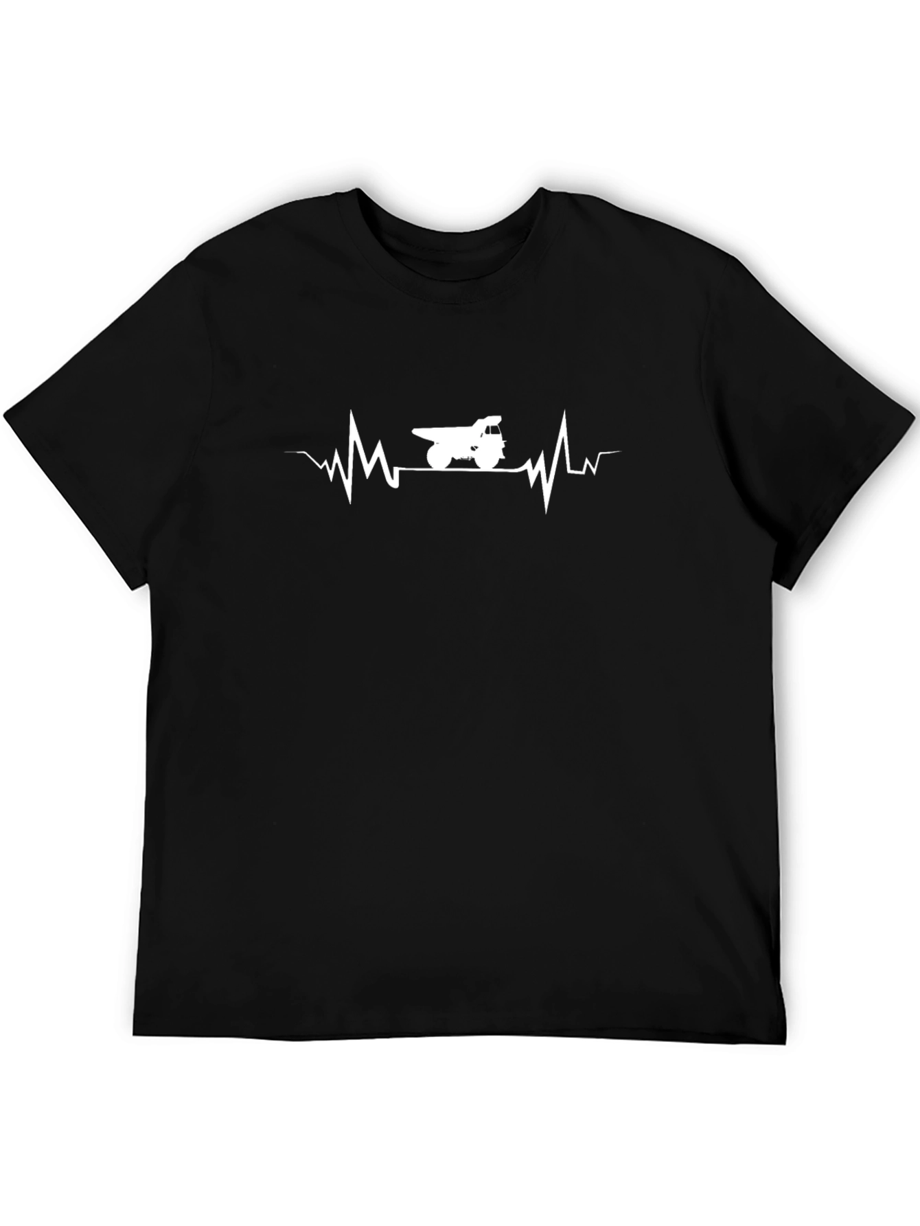 Heartbeat Dump Truck Tee - Black Cotton Graphic T-Shirt