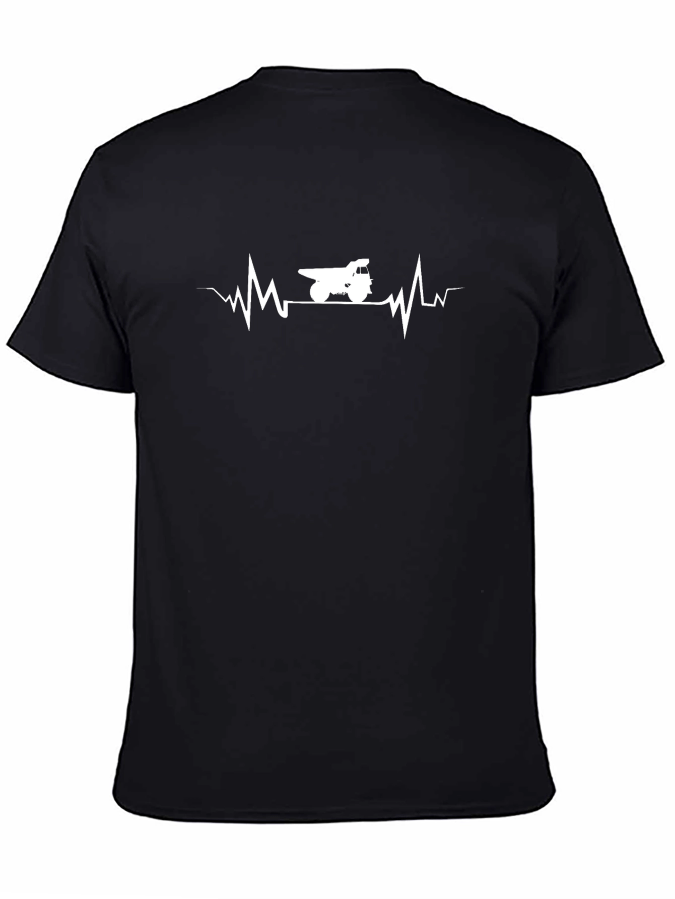 Heartbeat Dump Truck Tee - Black Cotton Graphic T-Shirt