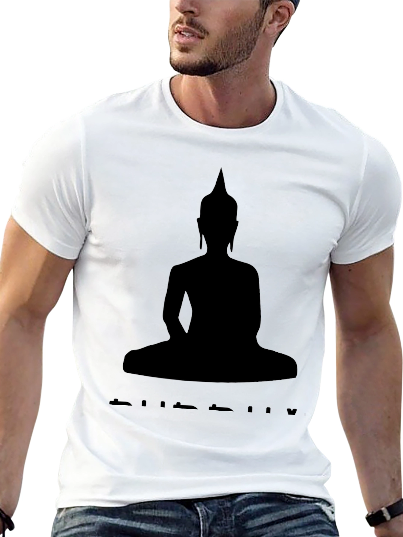 Buddha Silhouette Graphic Tee - Black Cotton T-Shirt
