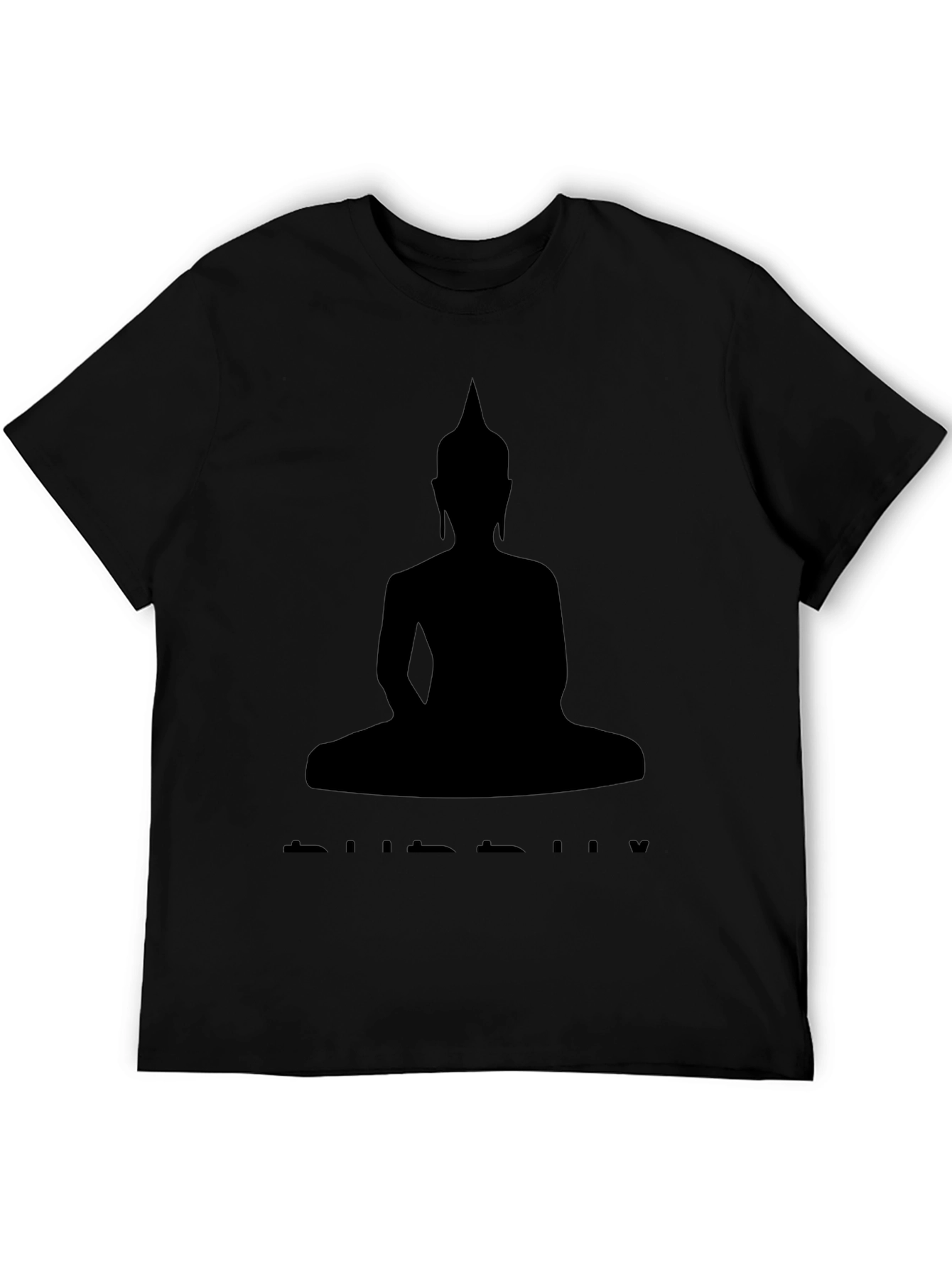 Buddha Silhouette Graphic Tee - Black Cotton T-Shirt