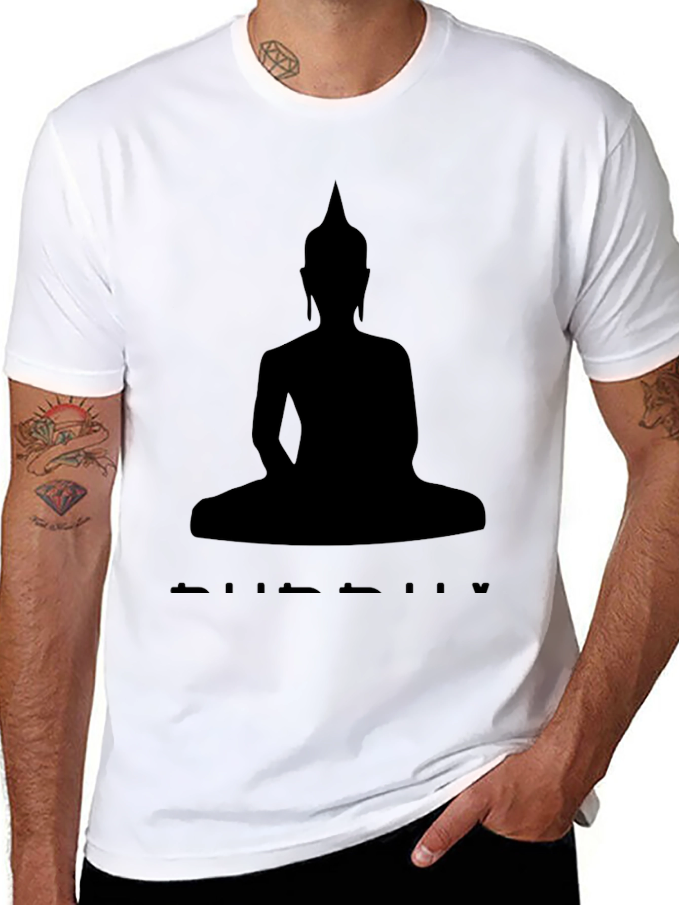 Buddha Silhouette Graphic Tee - Black Cotton T-Shirt
