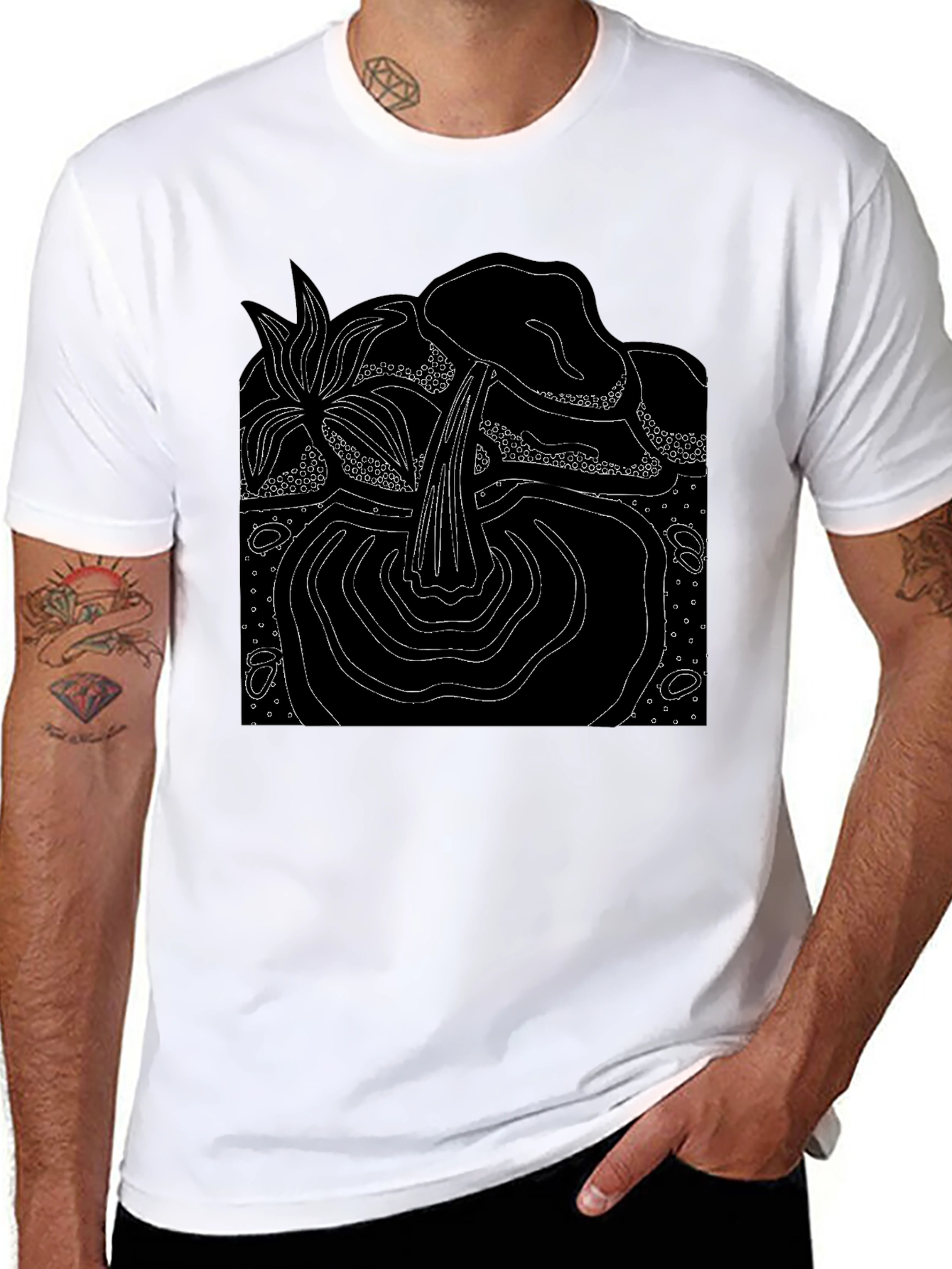Abstract Nature Graphic Black T-Shirt