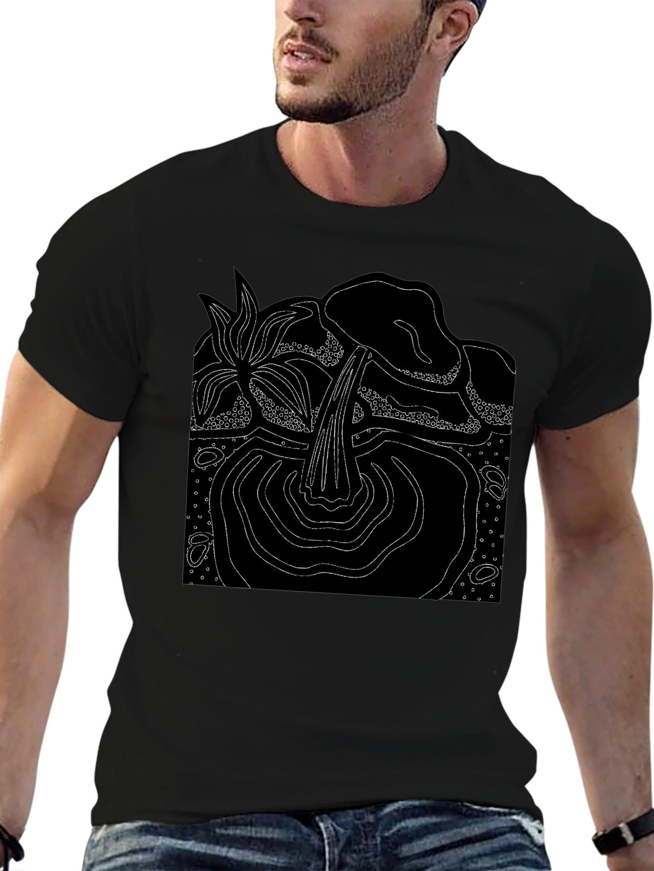 Abstract Nature Graphic Black T-Shirt