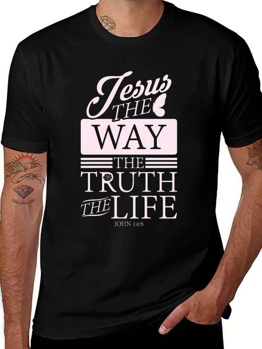 Jesus The Way Truth Life Black Graphic T-Shirt