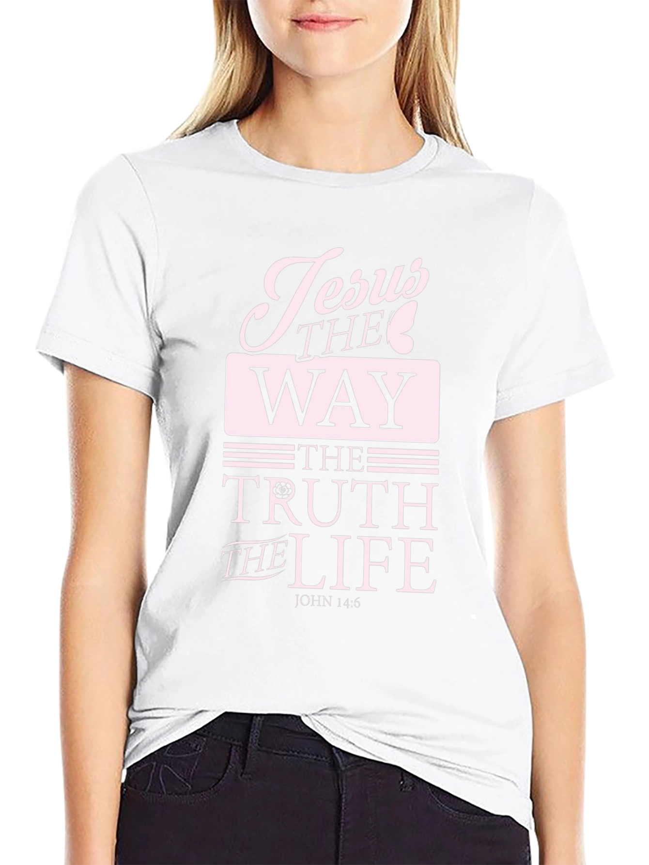 Jesus The Way Truth Life Black Graphic T-Shirt