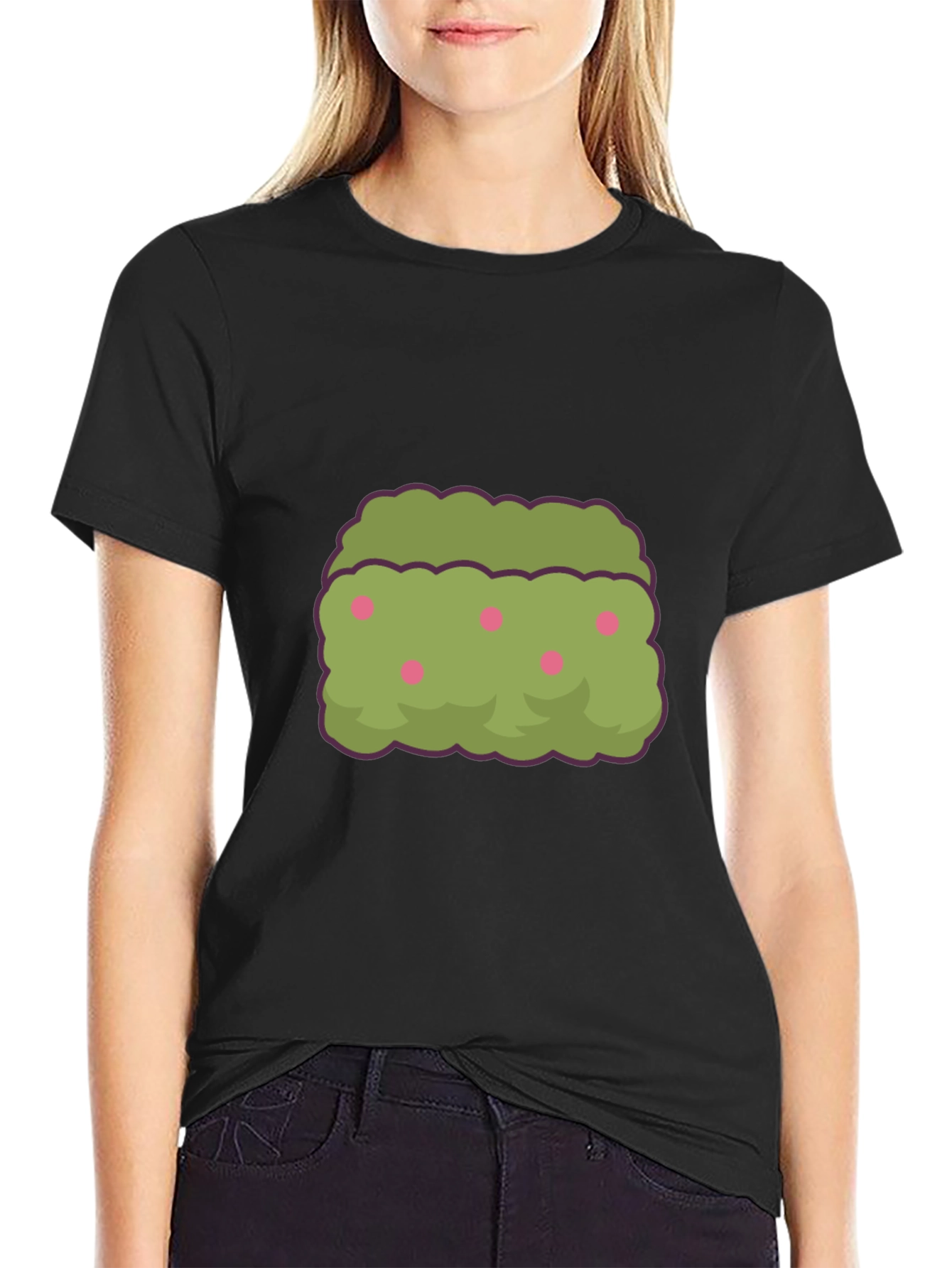 Bush with Berries Graphic Black T-Shirt