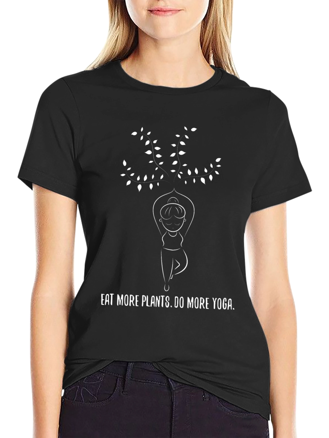 Eat Plants Do Yoga Black Graphic Tee