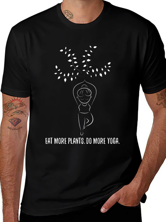 Eat Plants Do Yoga Black Graphic Tee