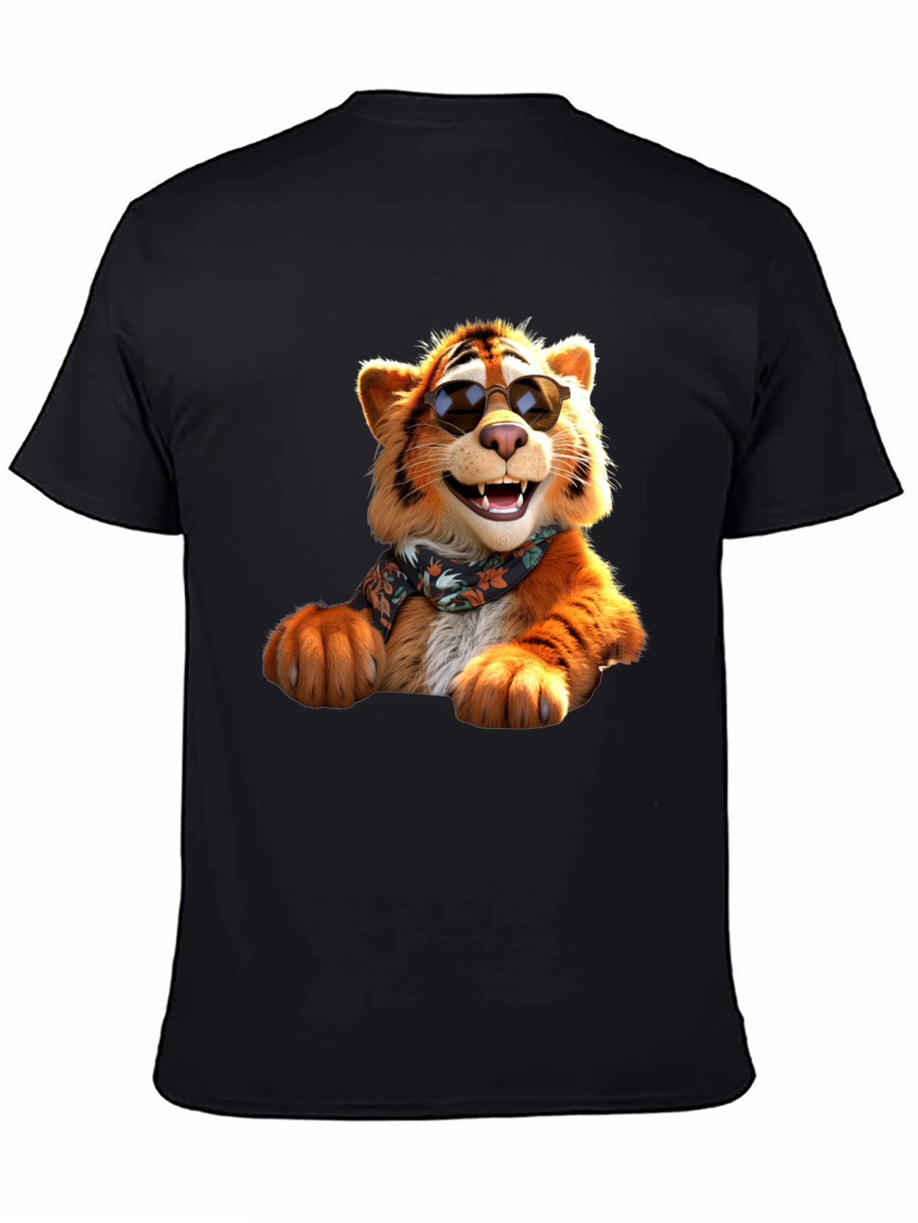 Cool Tiger Graphic Tee - Black Cotton T-Shirt