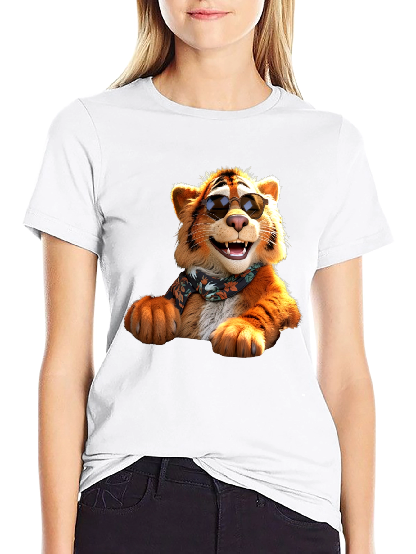 Cool Tiger Graphic Tee - Black Cotton T-Shirt