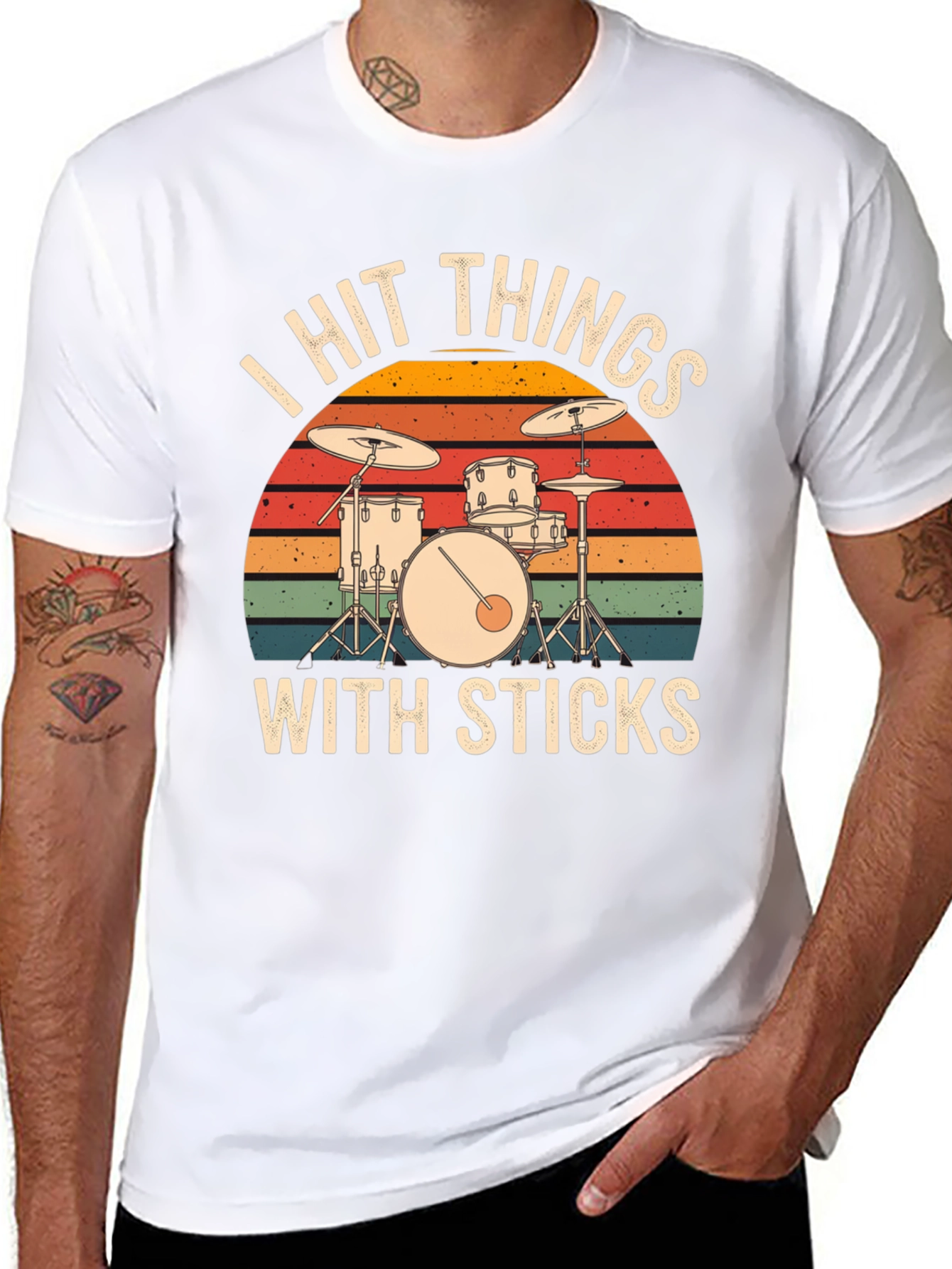 I Hit Things With Sticks Drum Set Graphic Tee