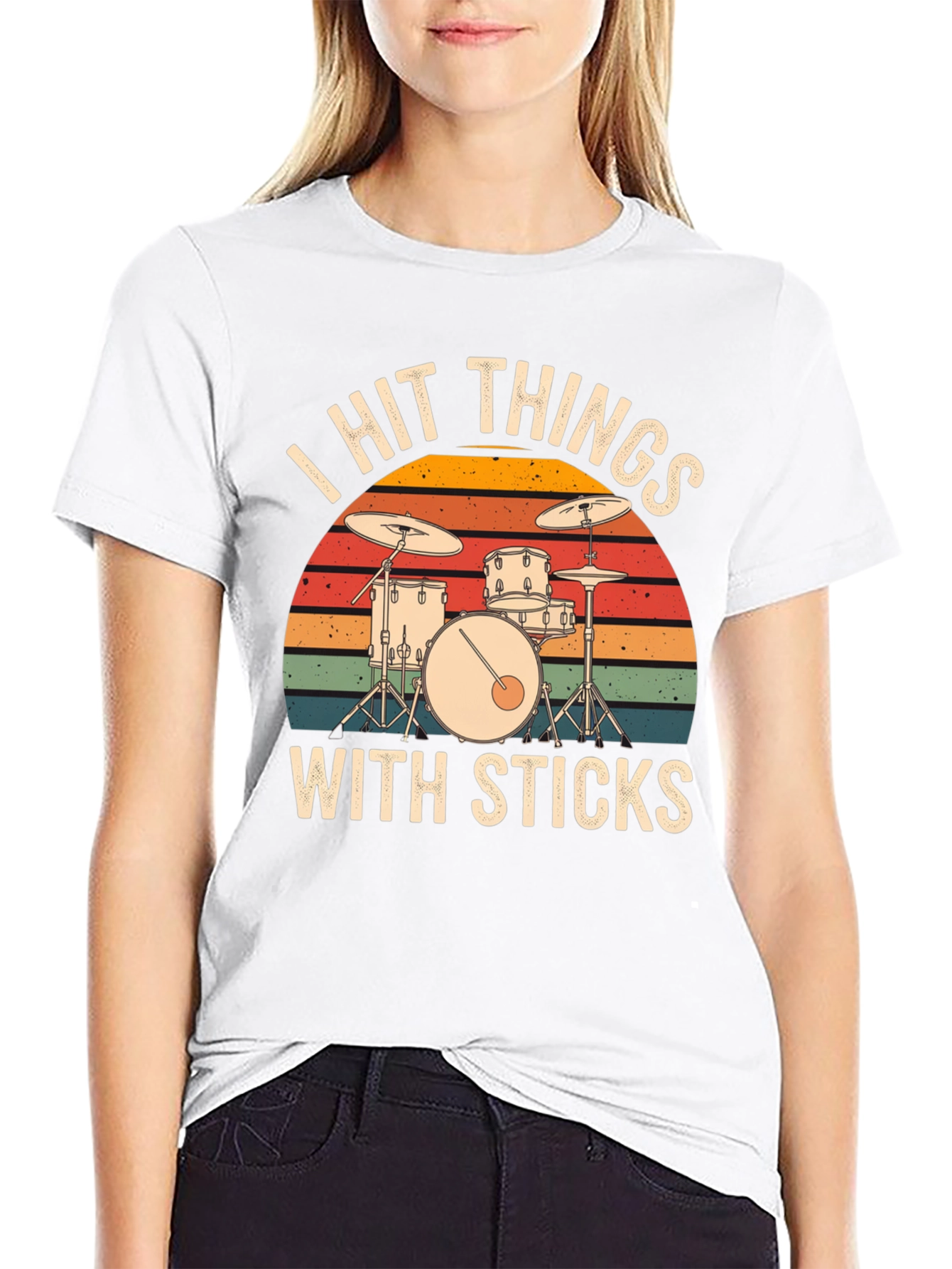 I Hit Things With Sticks Drum Set Graphic Tee