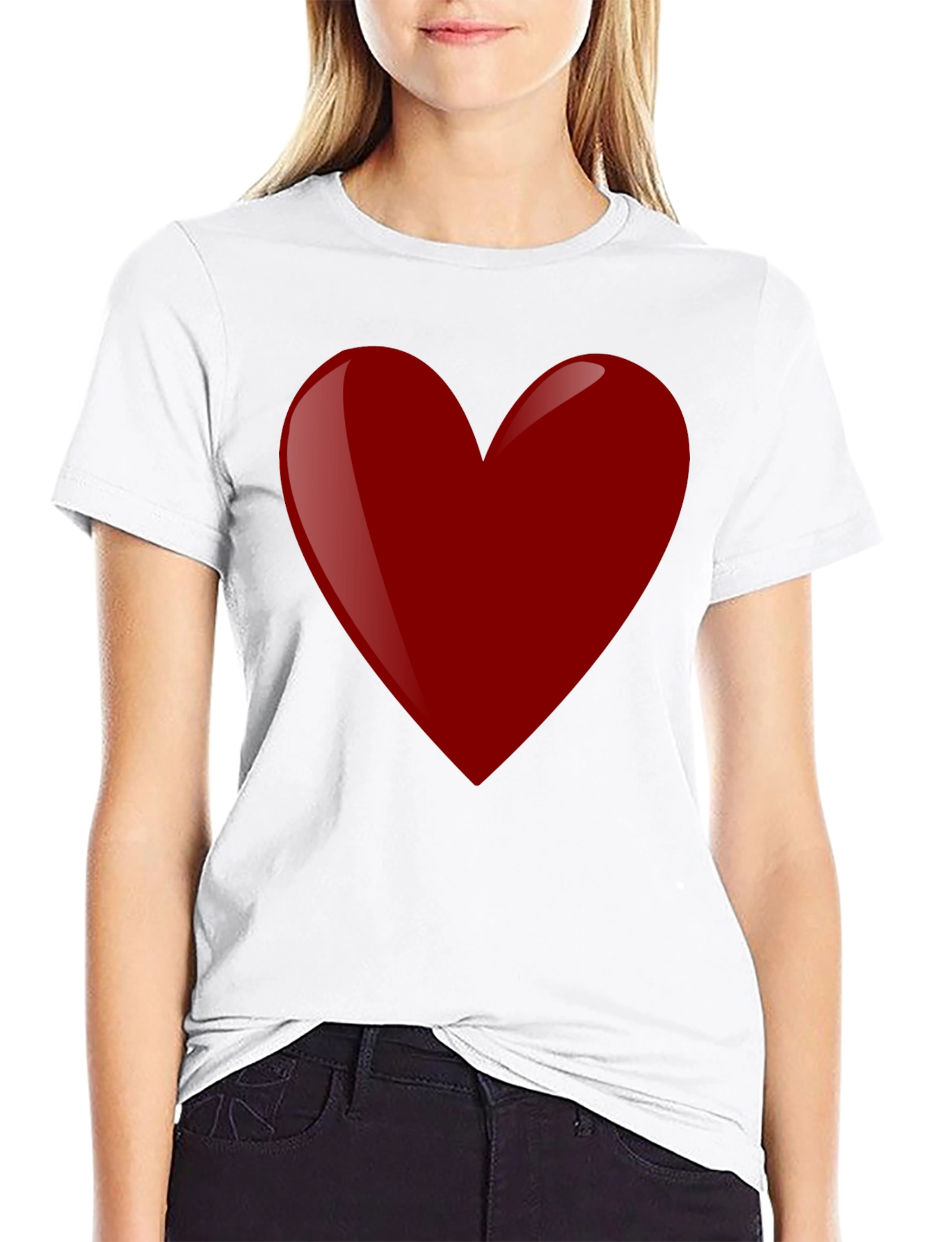 Red Heart Graphic Tee - Black Cotton T-Shirt