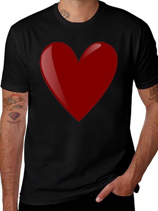 Red Heart Graphic Tee - Black Cotton T-Shirt