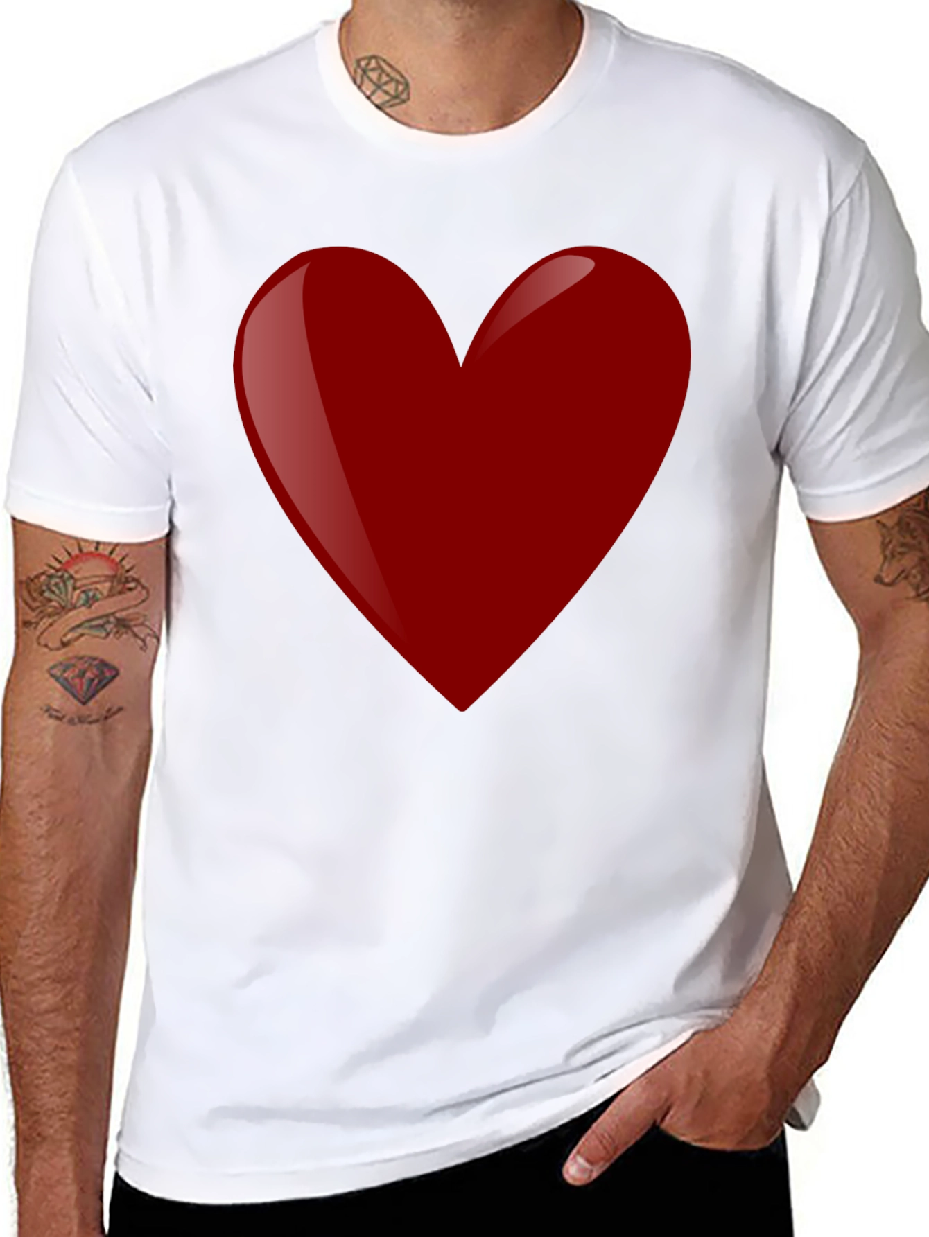 Red Heart Graphic Tee - Black Cotton T-Shirt