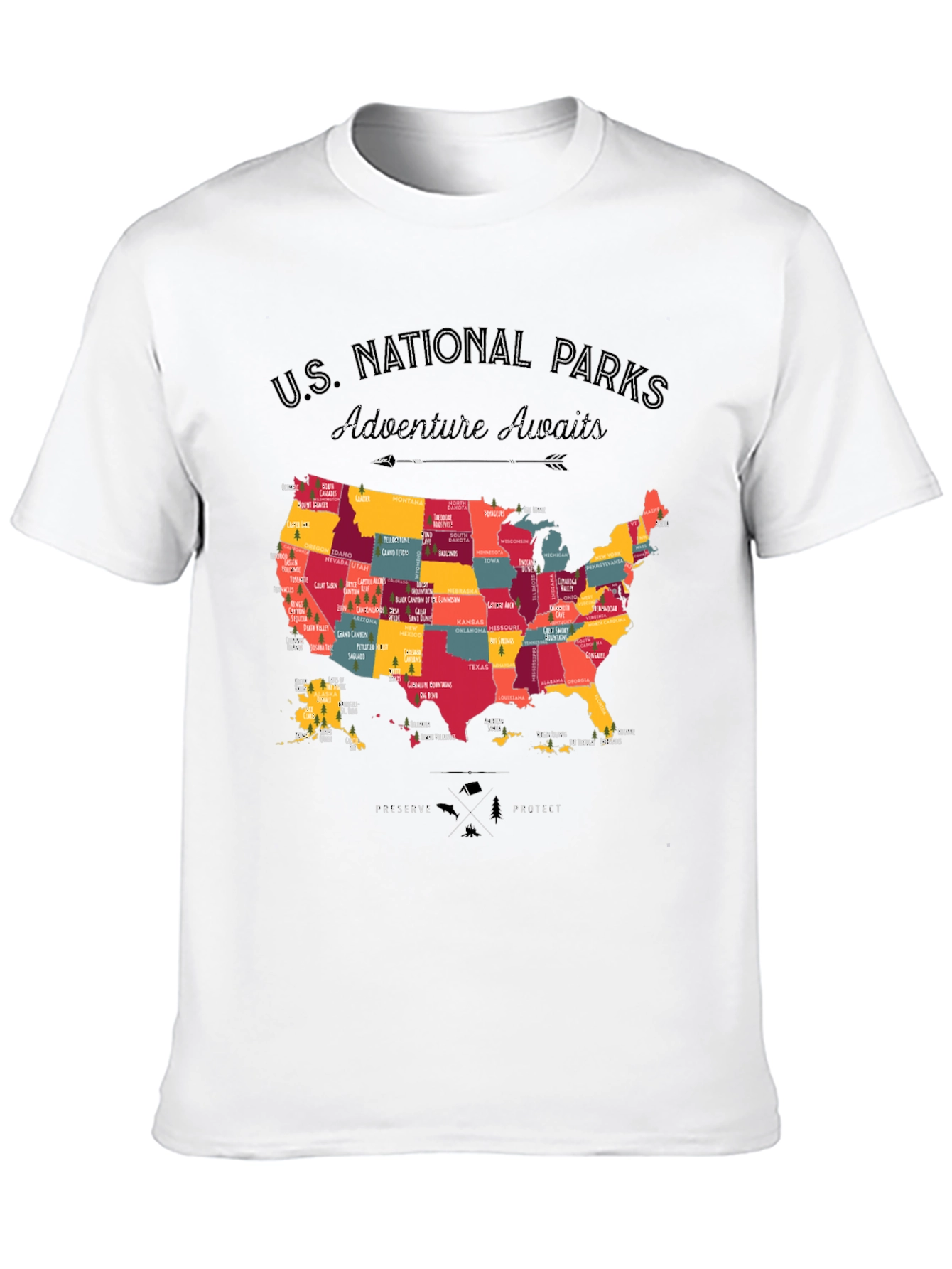 US National Parks Adventure Awaits Black T-Shirt