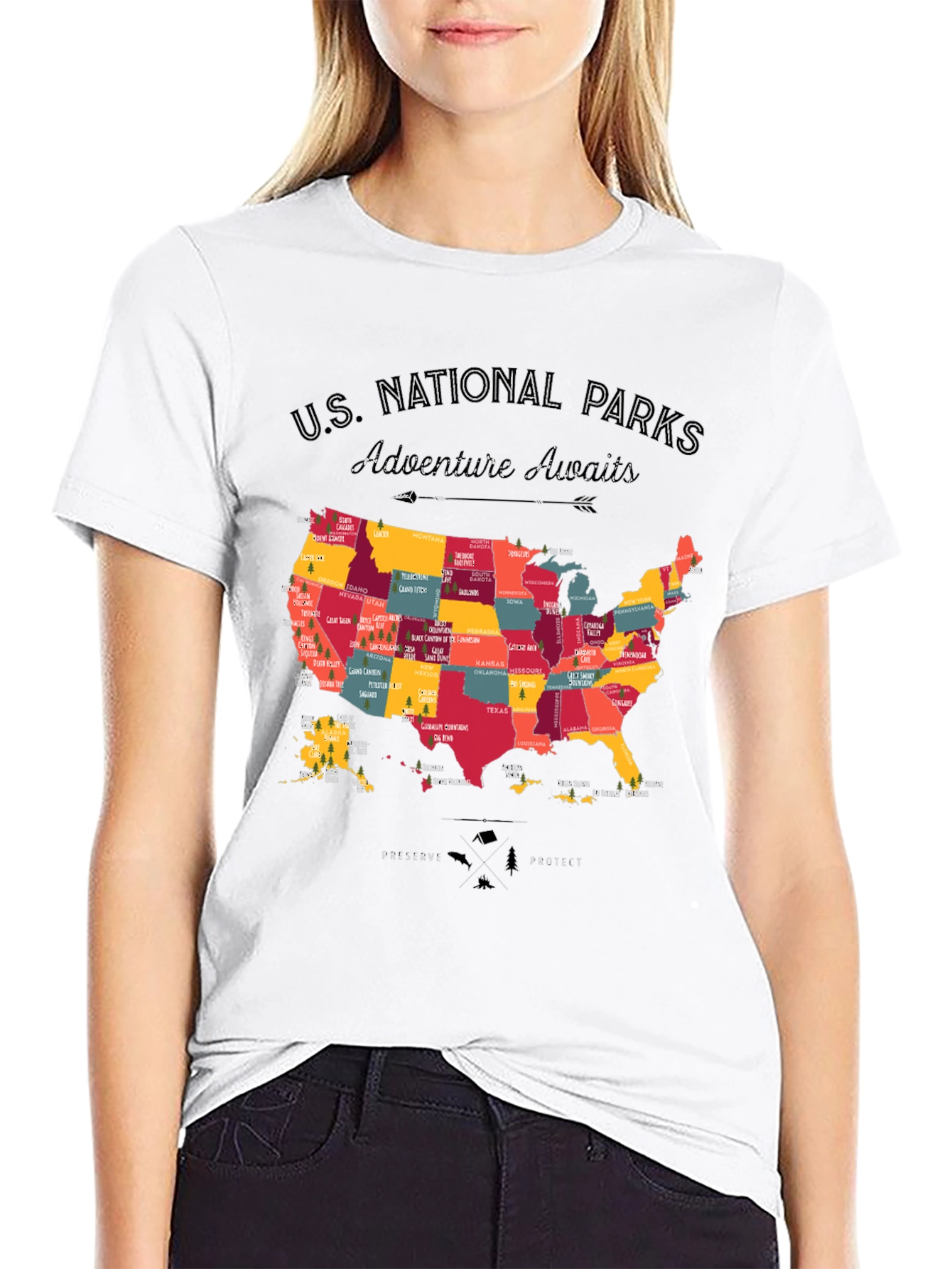 US National Parks Adventure Awaits Black T-Shirt