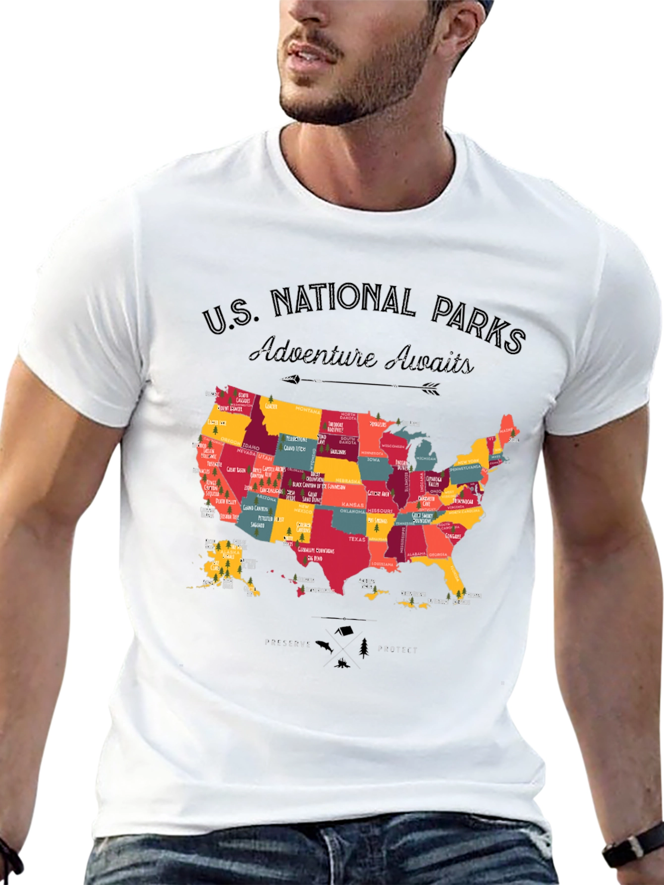 US National Parks Adventure Awaits Black T-Shirt